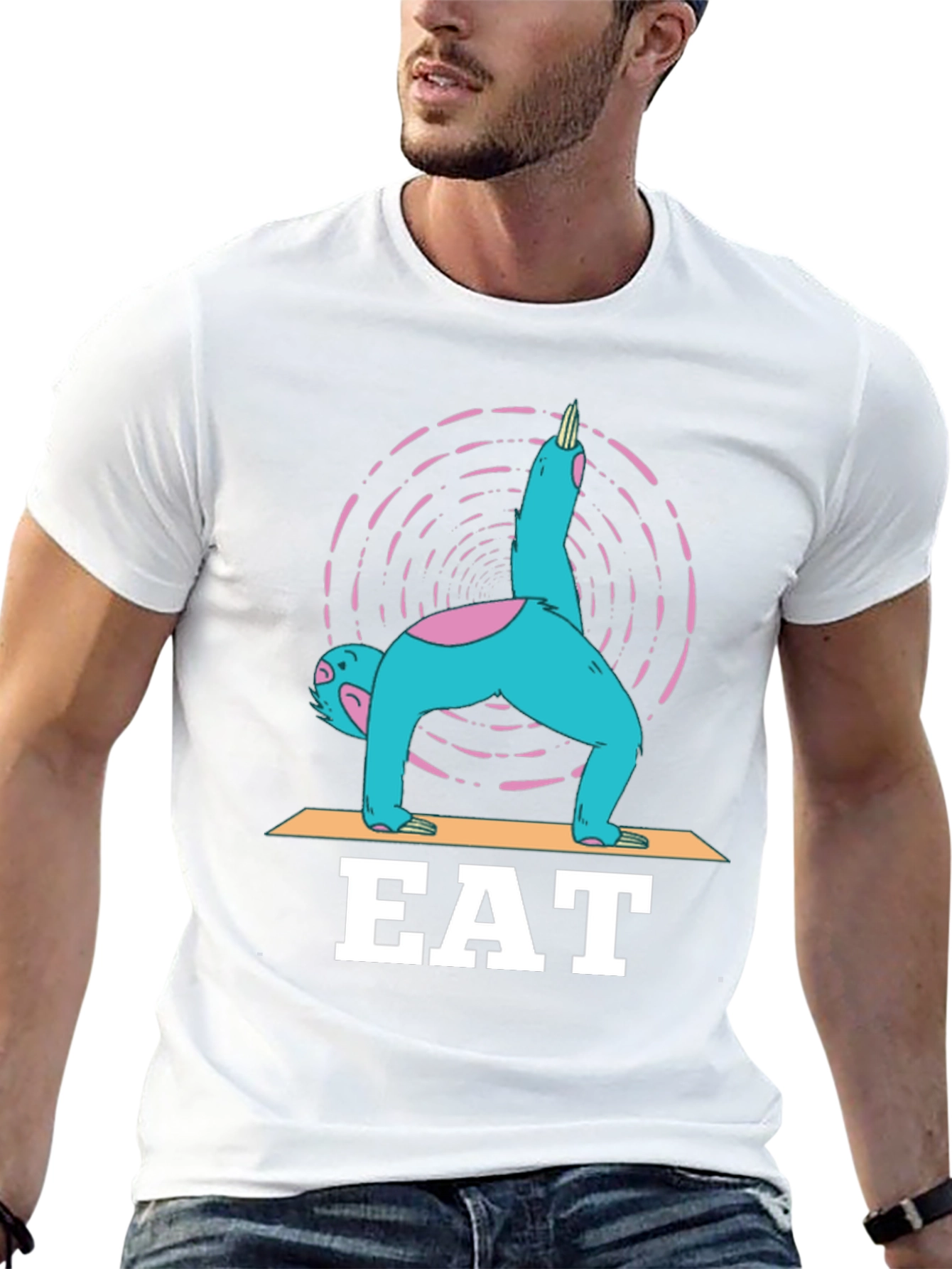 Black Yoga Sloth EAT T-Shirt - Relax and Recharge! view 13