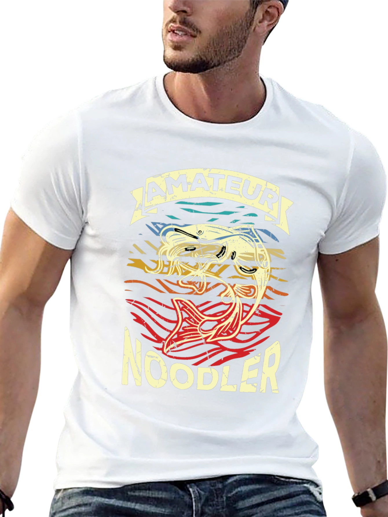 Black Amateur Noodler T-Shirt Funny Fishing Tee view 13