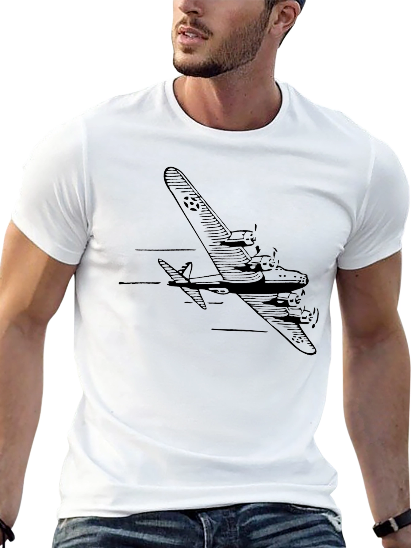 Black Vintage Airplane Graphic T-Shirt view 13