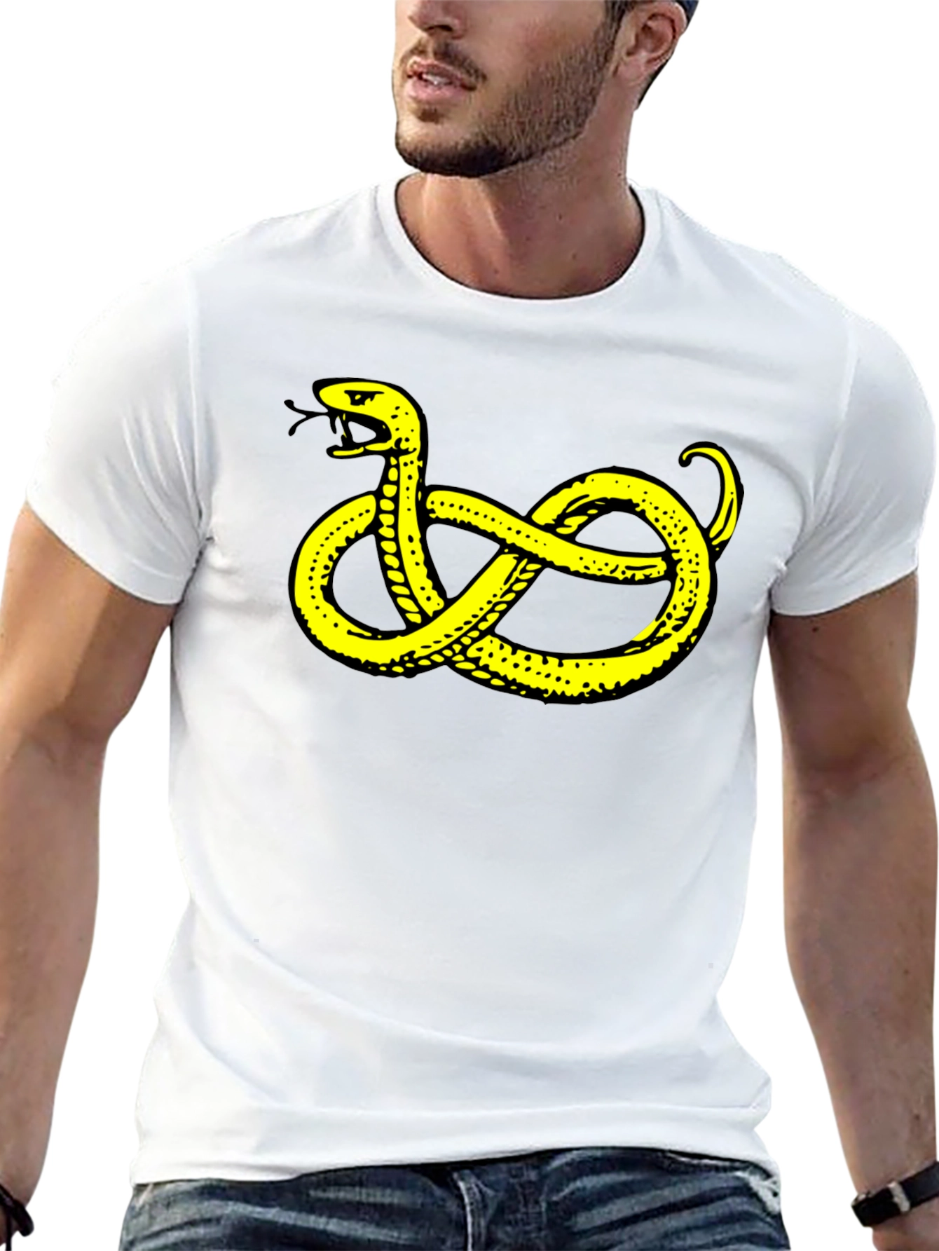 Black Black T-Shirt with Yellow Snake Graphic view 13