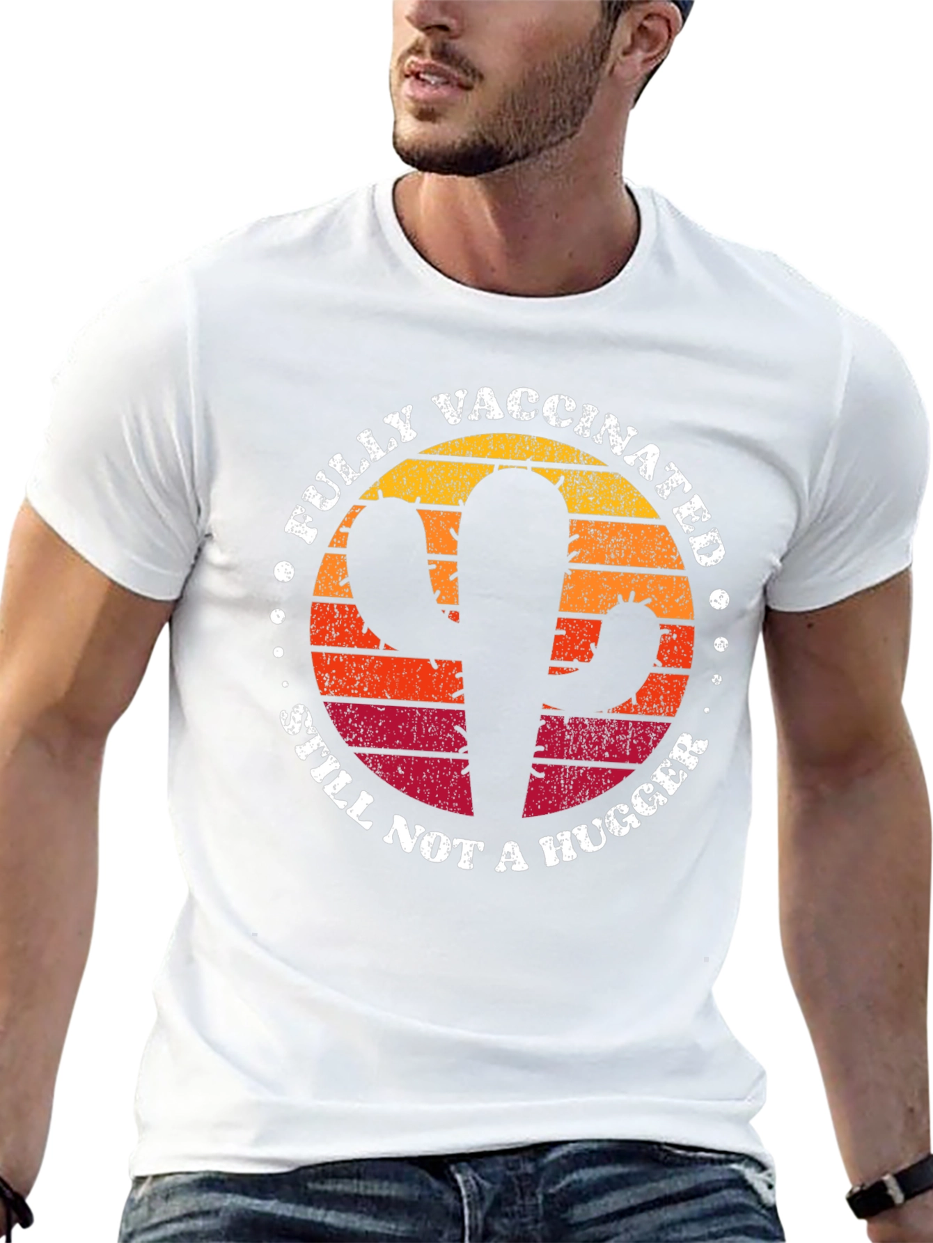 Black Fully Vaccinated Cactus T-Shirt - Still Not a Hugger view 13