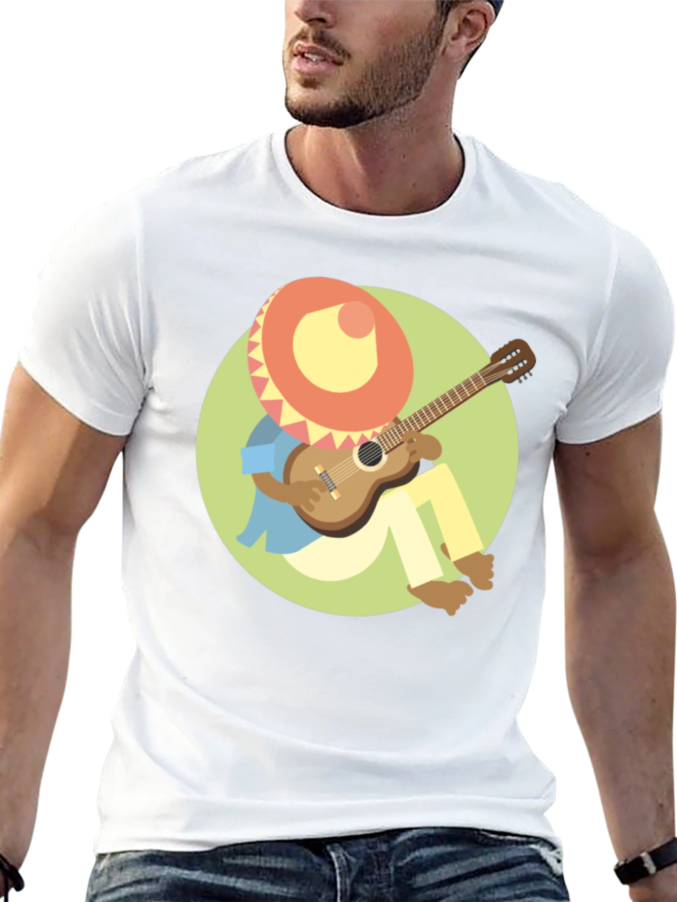 Black Mariachi Cartoon Graphic T-Shirt view 13