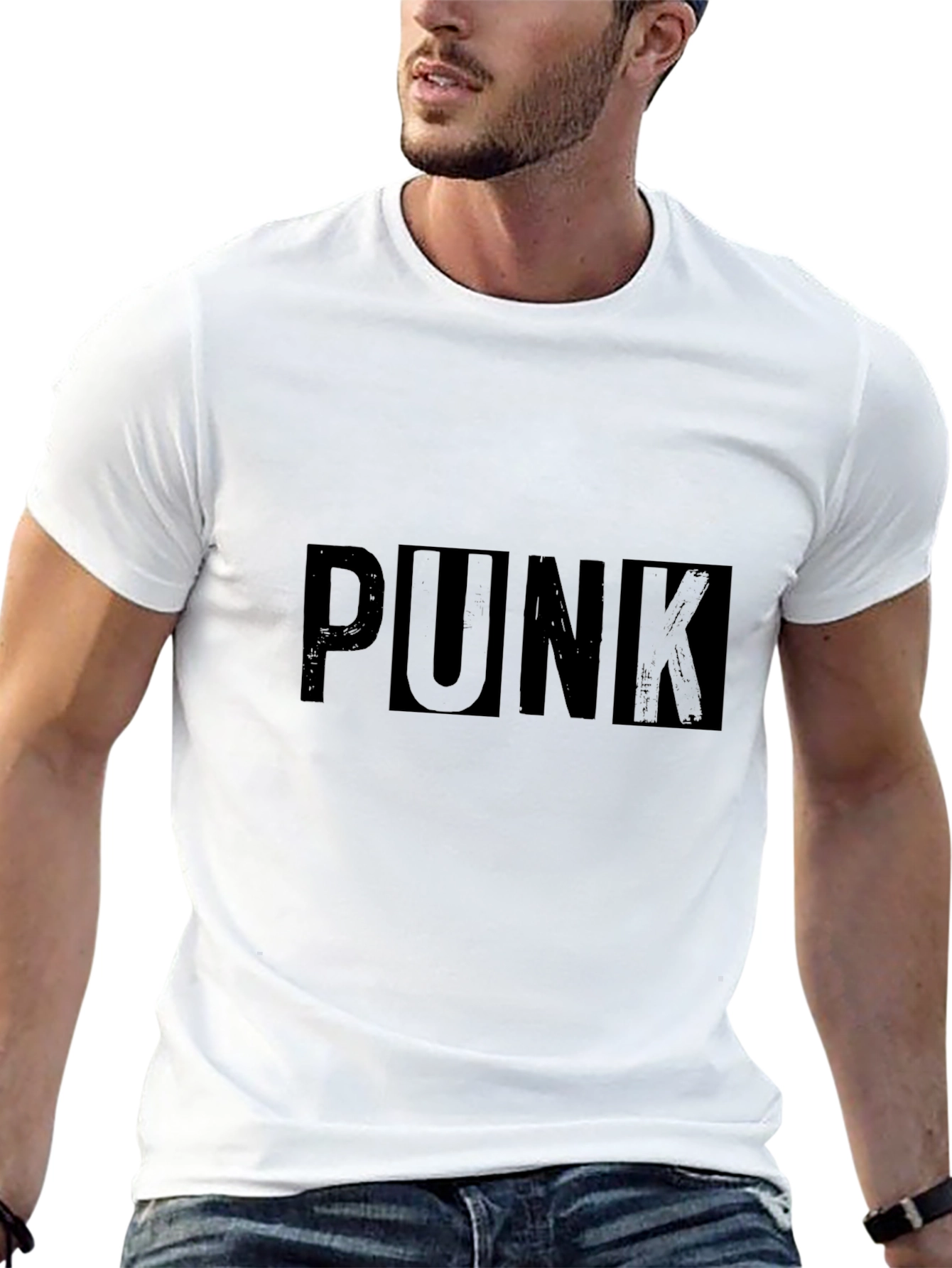 Black Edgy 'Punk' Graphic Black T-Shirt view 13