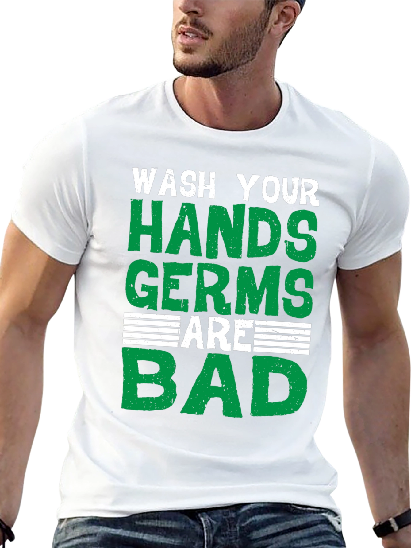 Black Wash Your Hands T-Shirt: Germs Are Bad view 13