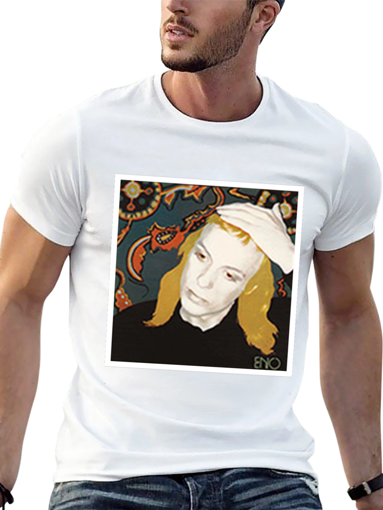 Eno Album Cover T-Shirt - Black Graphic Tee - 13