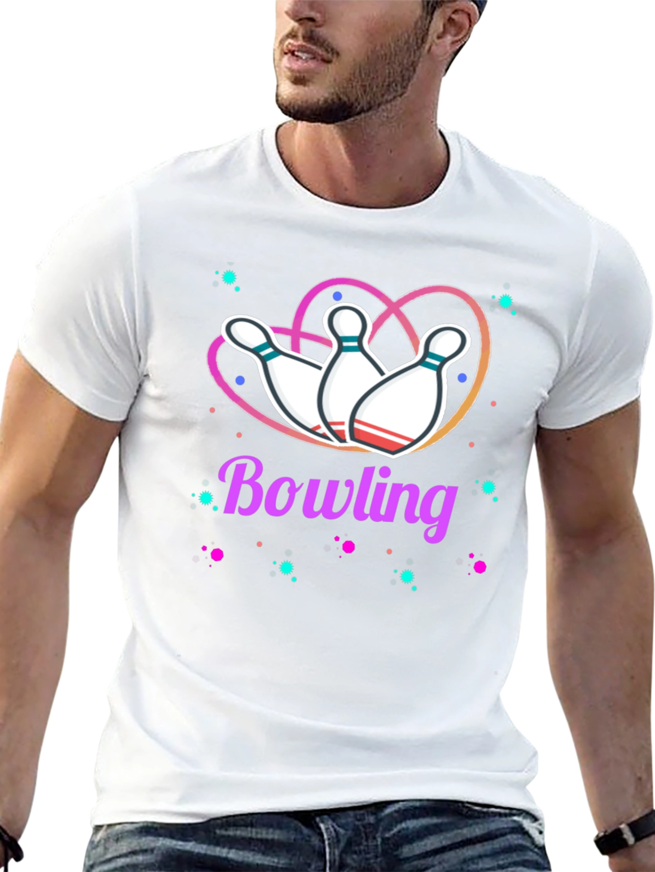 Black Bowling Heart T-Shirt - Perfect for Bowling Enthusiasts view 13