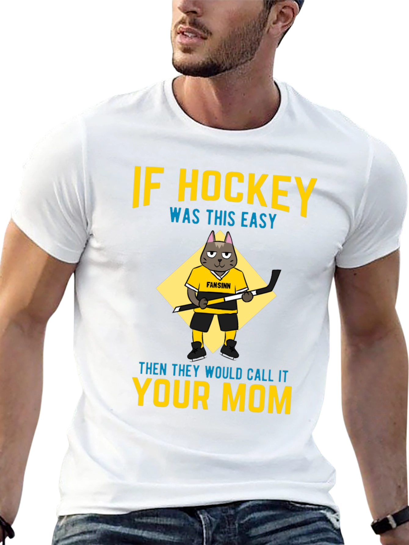 Black Funny Hockey Mom T-Shirt - Cat Graphic Tee view 13