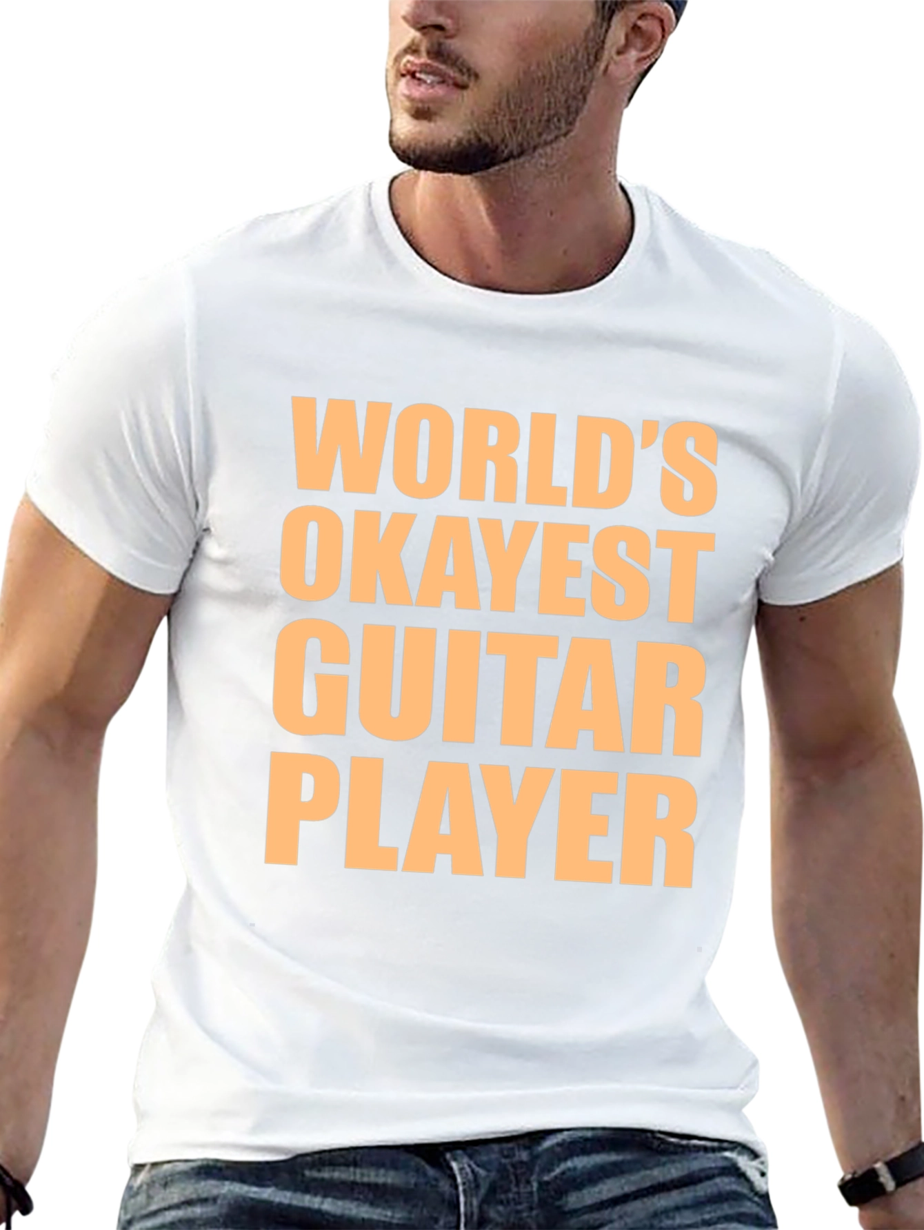 Black World's Okayest Guitar Player T-Shirt view 13