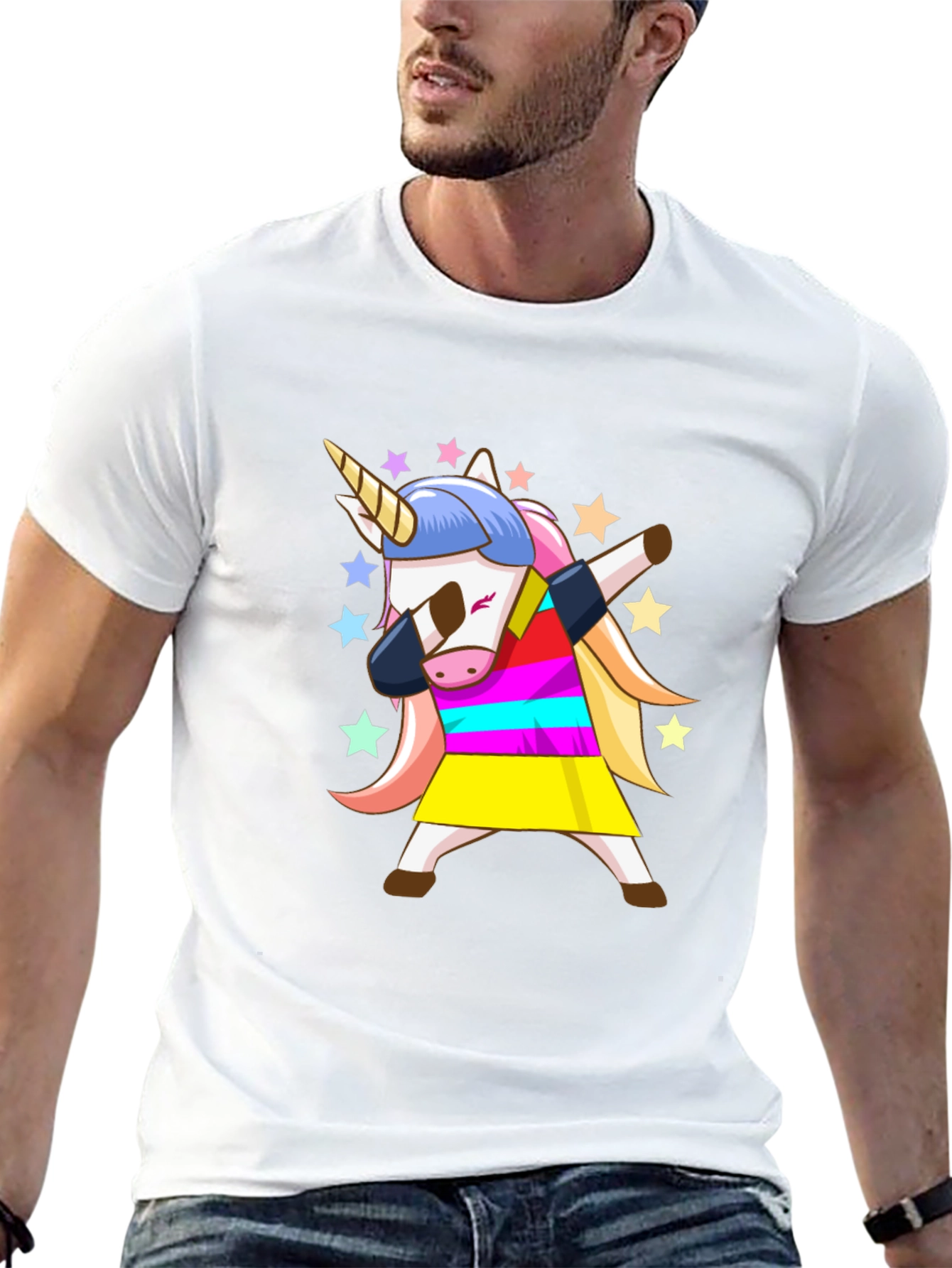Black Dabbing Unicorn Black T-Shirt - Fun Cartoon Graphic Tee view 13