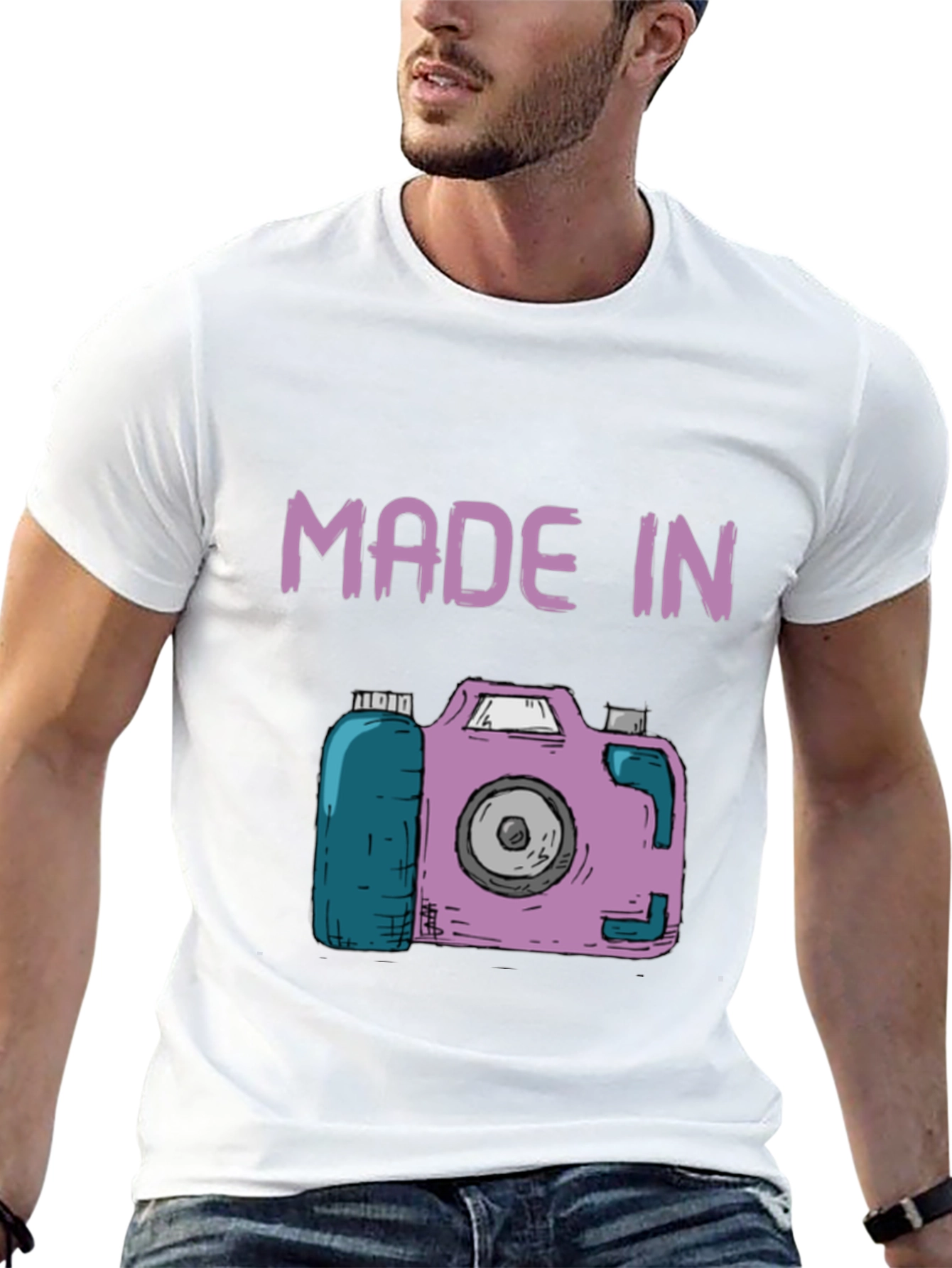Black Made In Camera T-Shirt - Fun Novelty Tee view 13