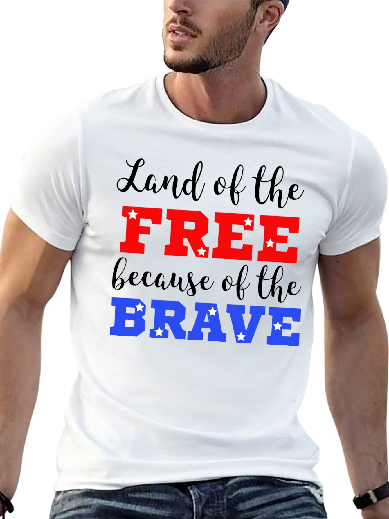 Black Patriotic Land of the Free T-Shirt view 13