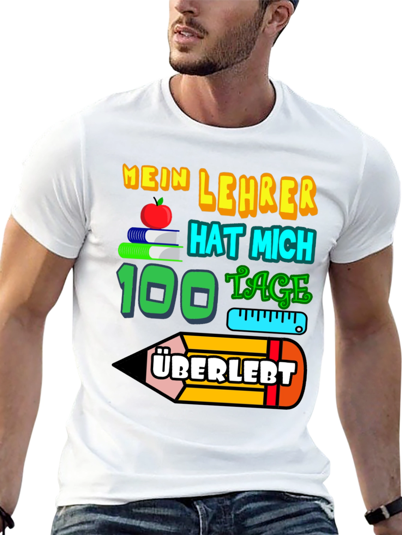 Black My Teacher Survived 100 Days T-Shirt view 13