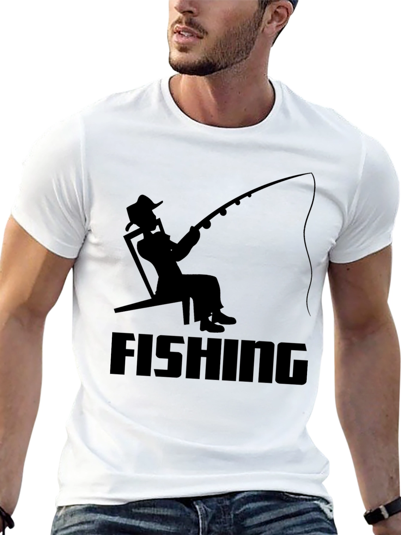 Black Fishing Silhouette Graphic T-Shirt - Black view 13