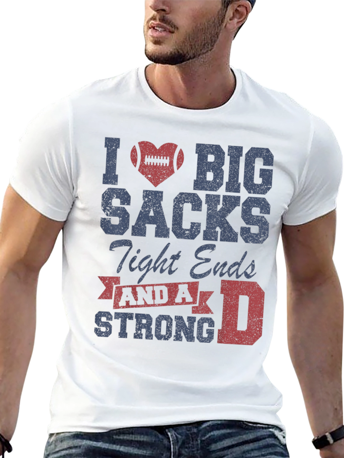 Black I Heart Big Sacks T-Shirt - Football Humor Tee view 13