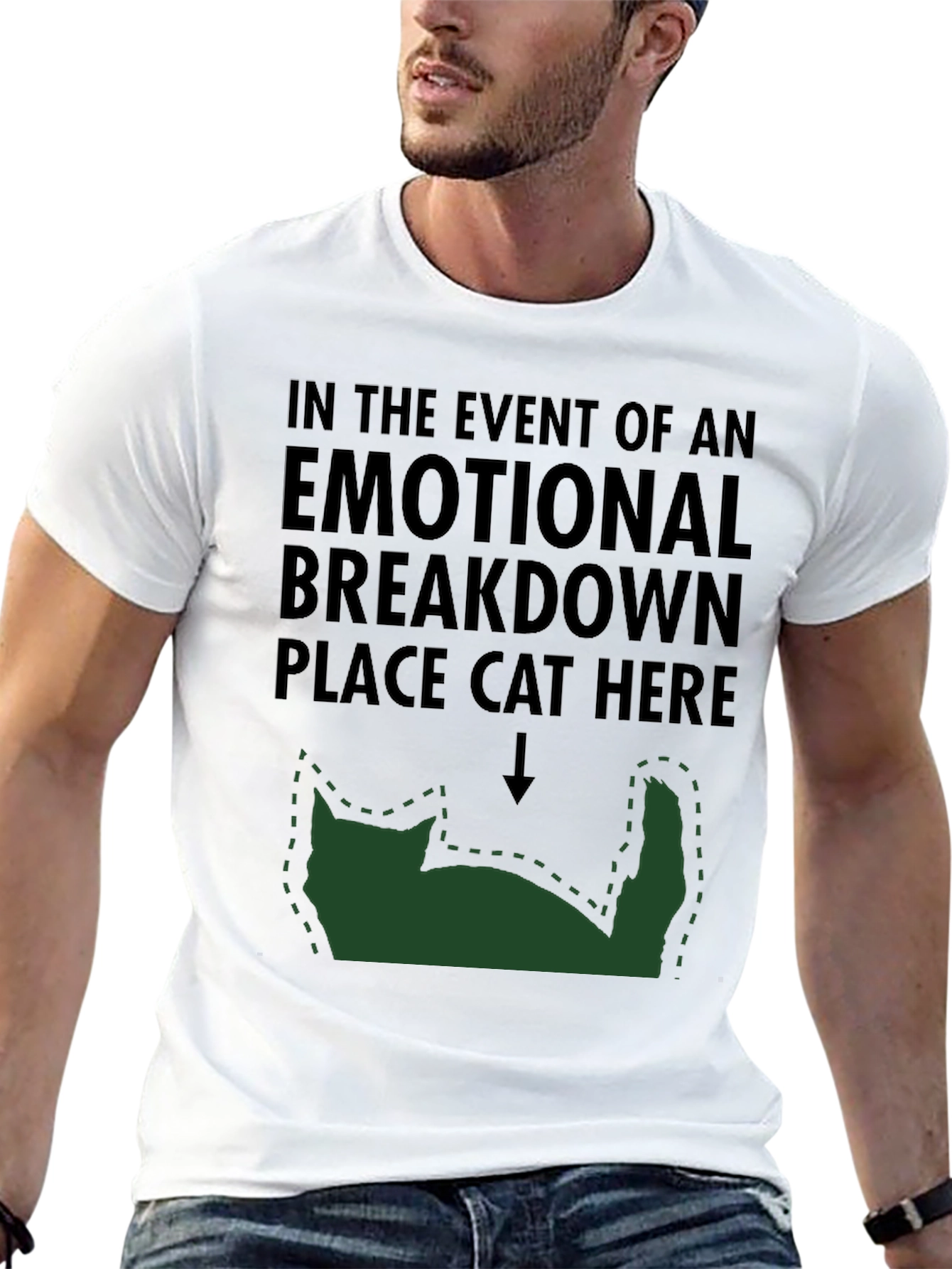 Black Emotional Breakdown Cat T-Shirt view 13