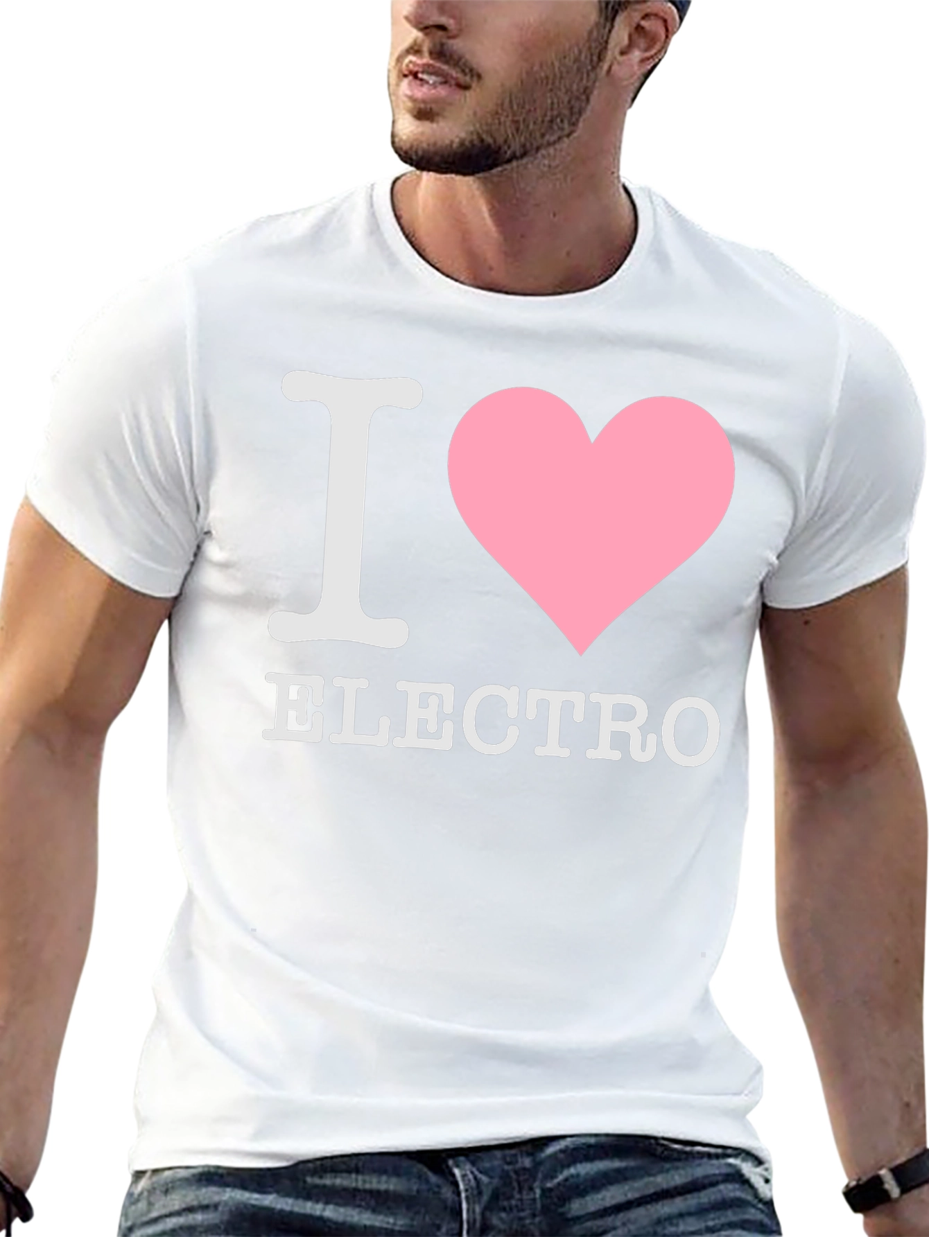 Black I Heart Electro T-Shirt - Black Cotton Tee view 13
