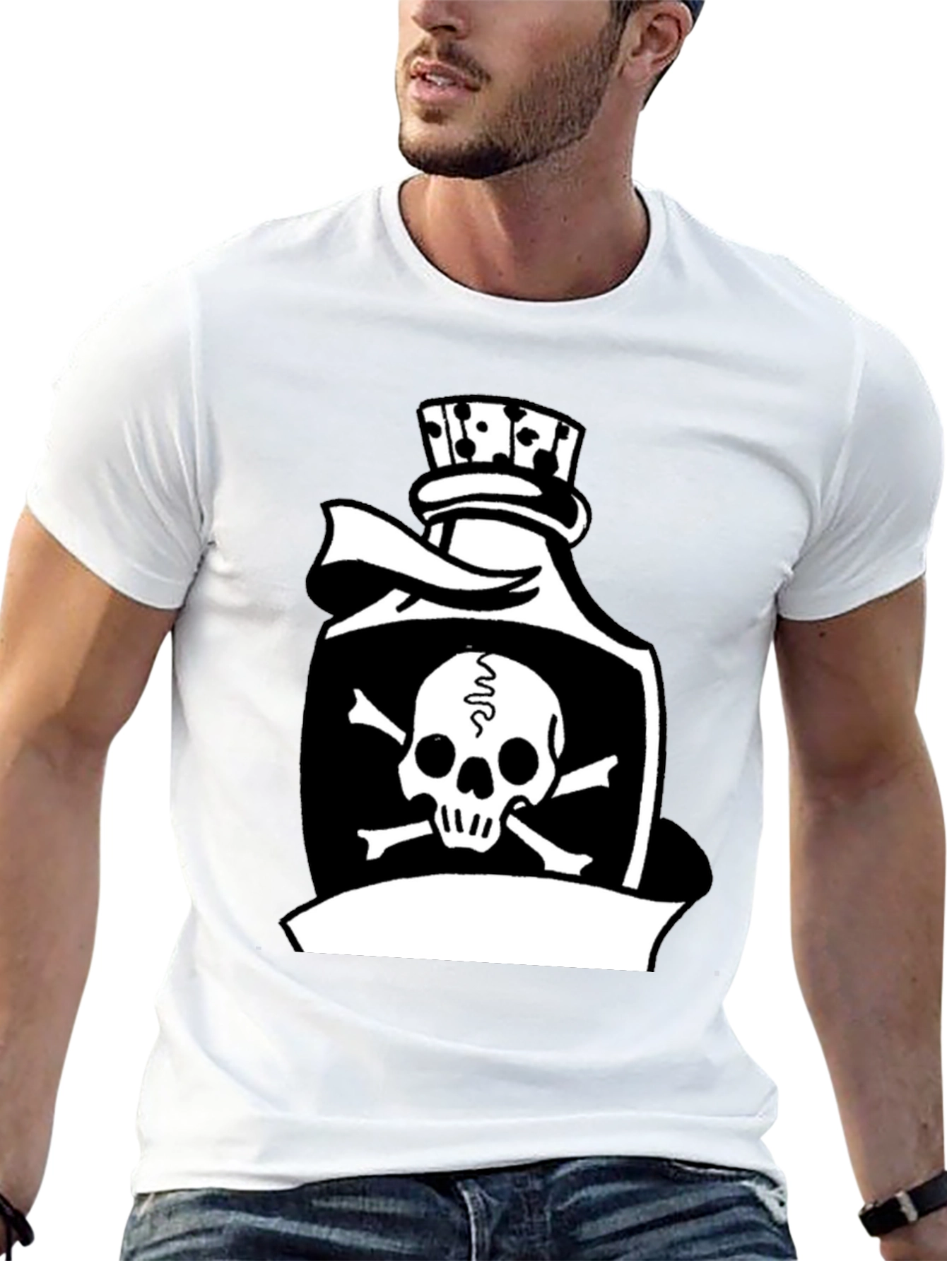 Black Skull & Crossbones Poison Bottle Black T-Shirt view 13