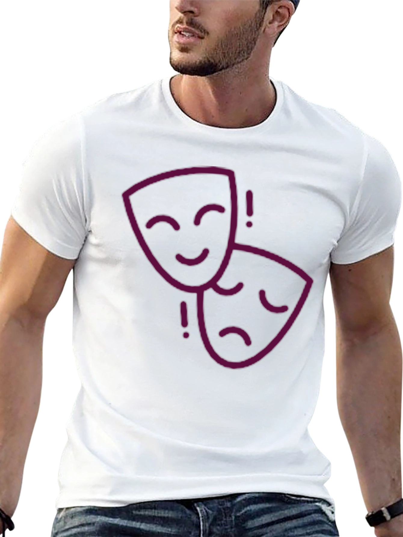 Drama Masks Graphic Tee - Unisex Black T-Shirt - 13