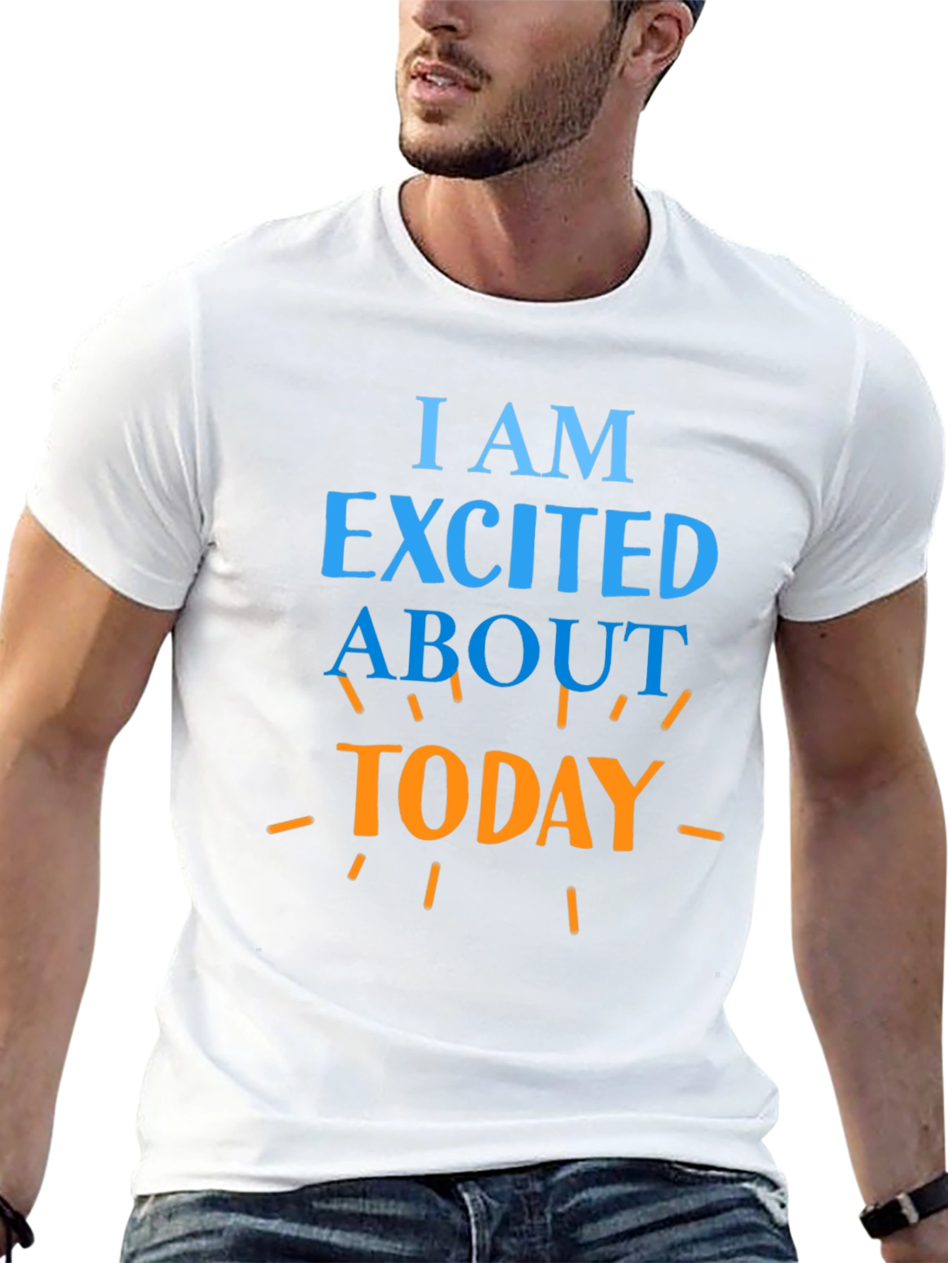 Black Excited About Today Graphic T-Shirt view 13
