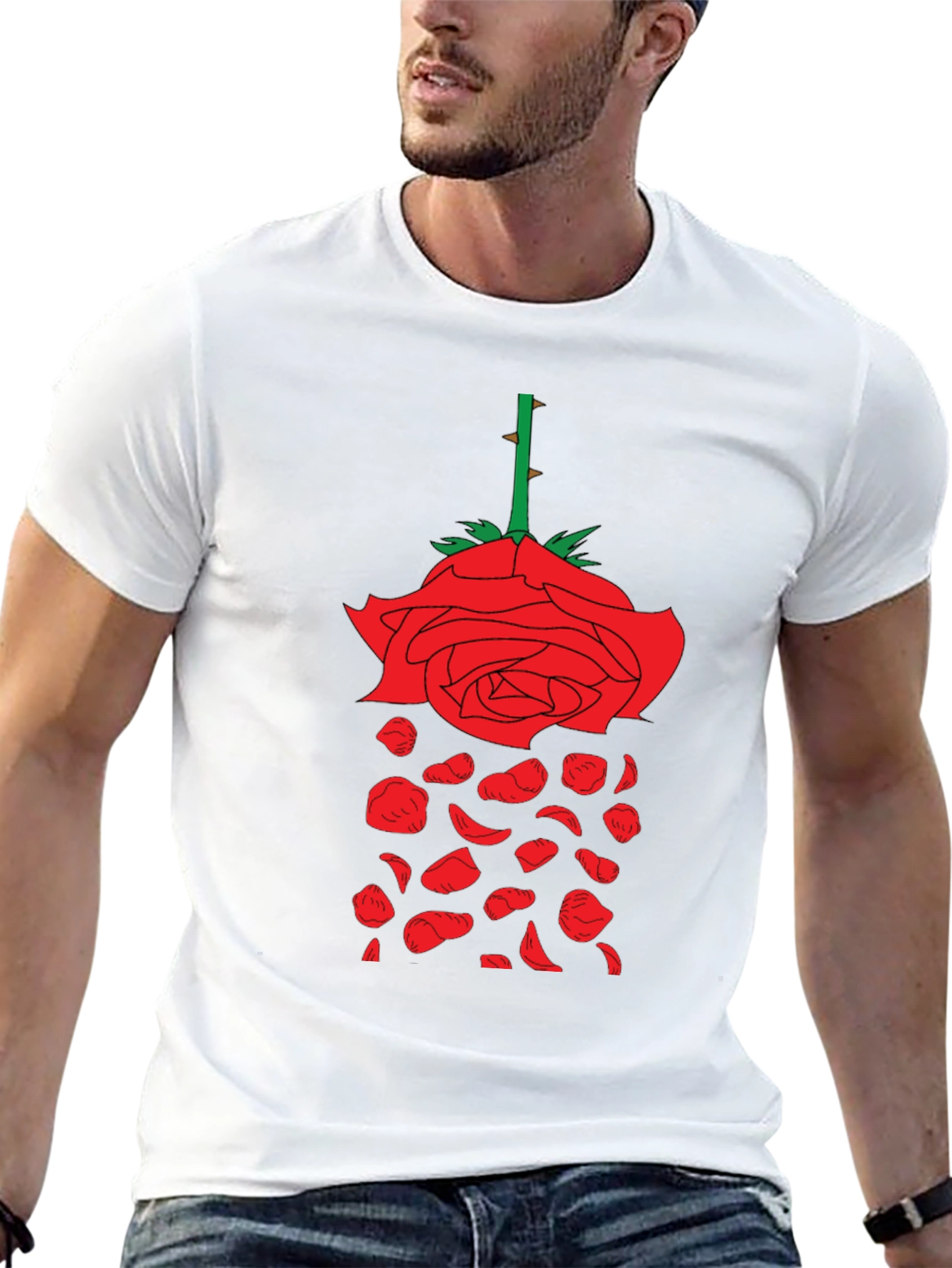 Rose Graphic T-Shirt - Unique Falling Petals Design - 13