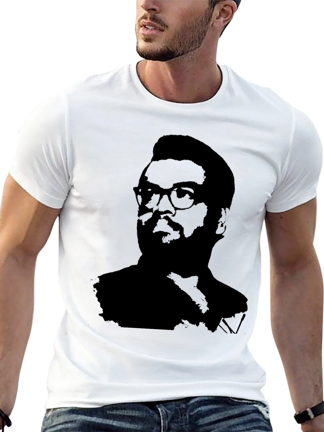 Black Silhouette Portrait Black T-Shirt view 13