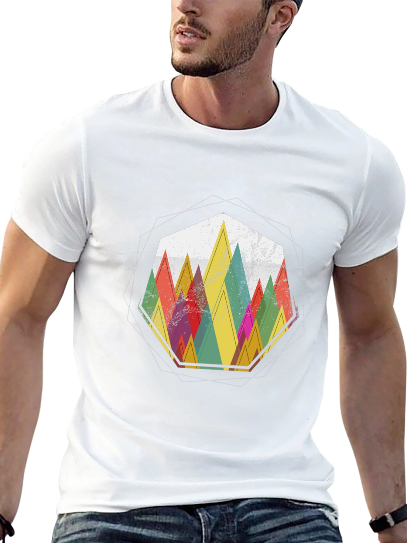 Black Geometric Mountain Graphic Tee - Stylish Casual Wear view 13