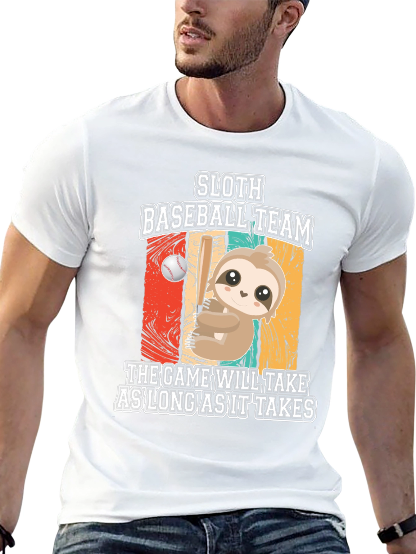 Black Sloth Baseball Team Graphic T-Shirt view 13