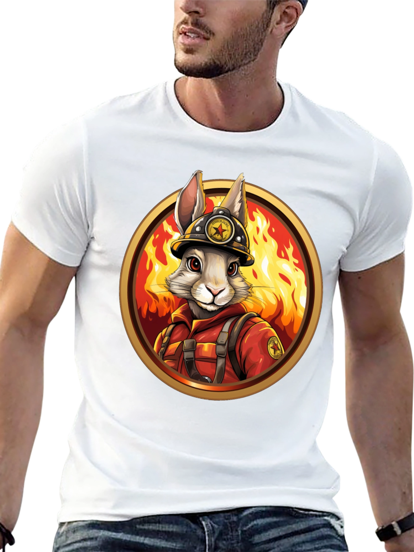 Black Firefighter Bunny Graphic Tee view 13