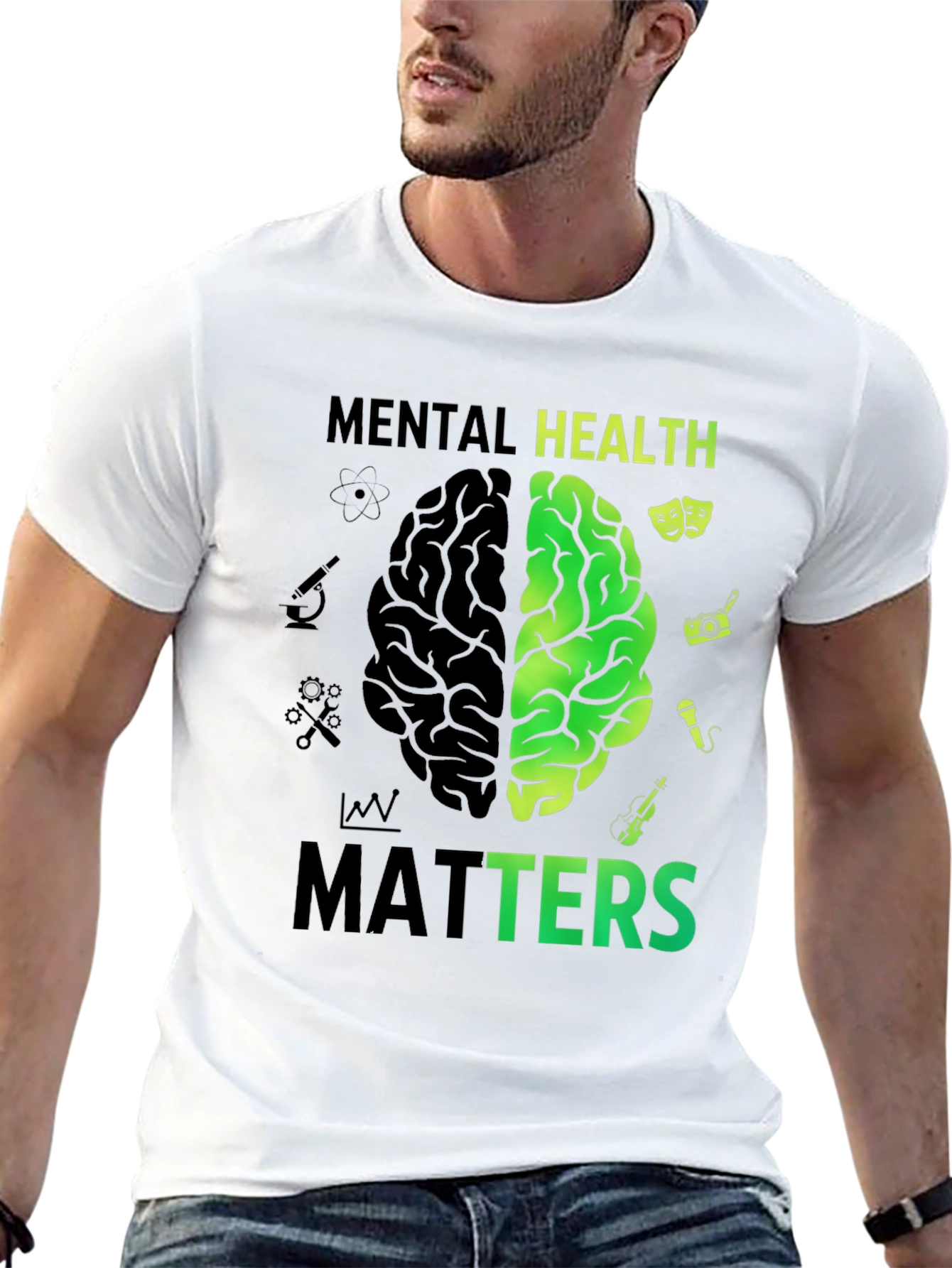 Black Mental Health Matters Brain Graphic Tee view 13