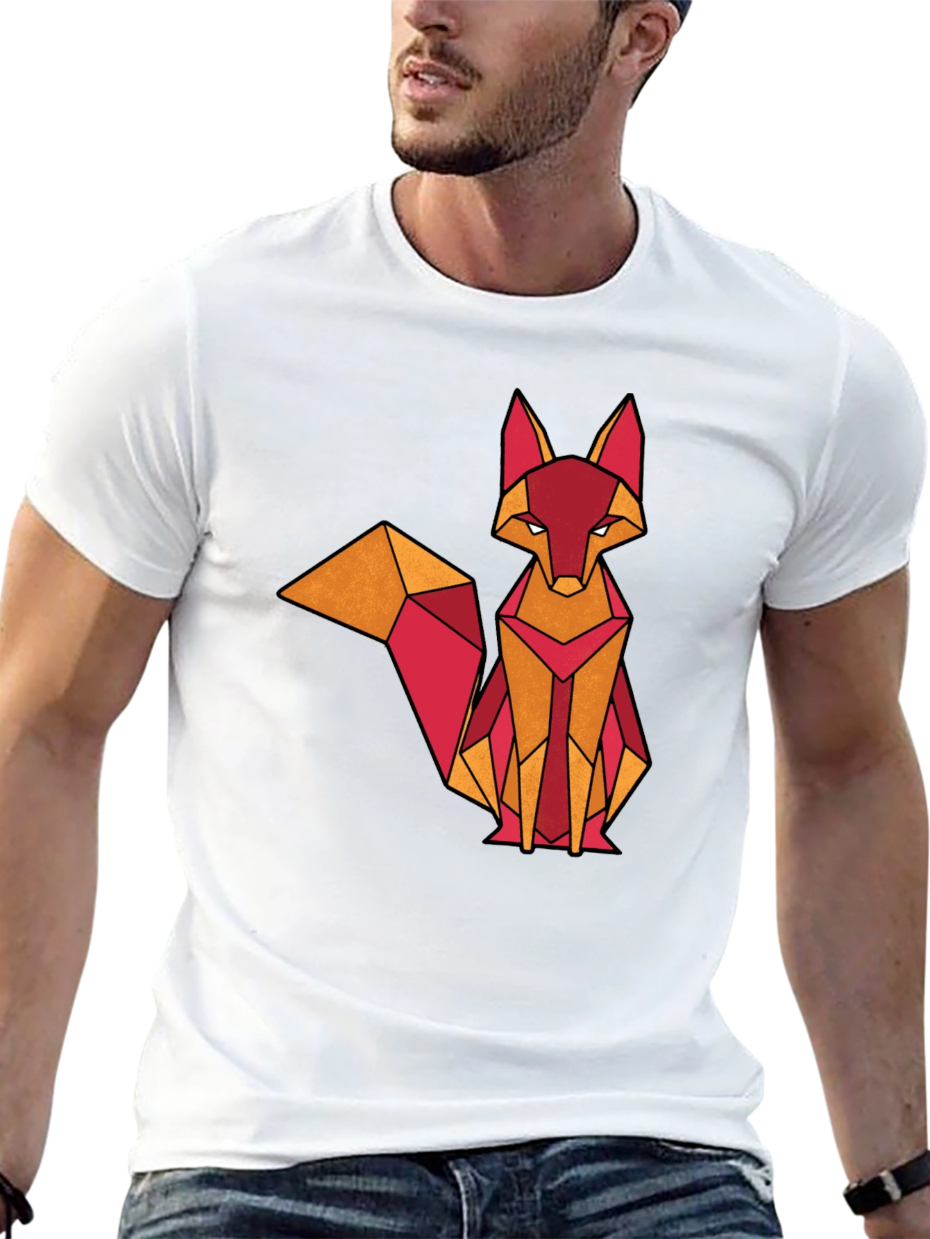 Black Geometric Fox Graphic Tee - Stylish & Modern view 13