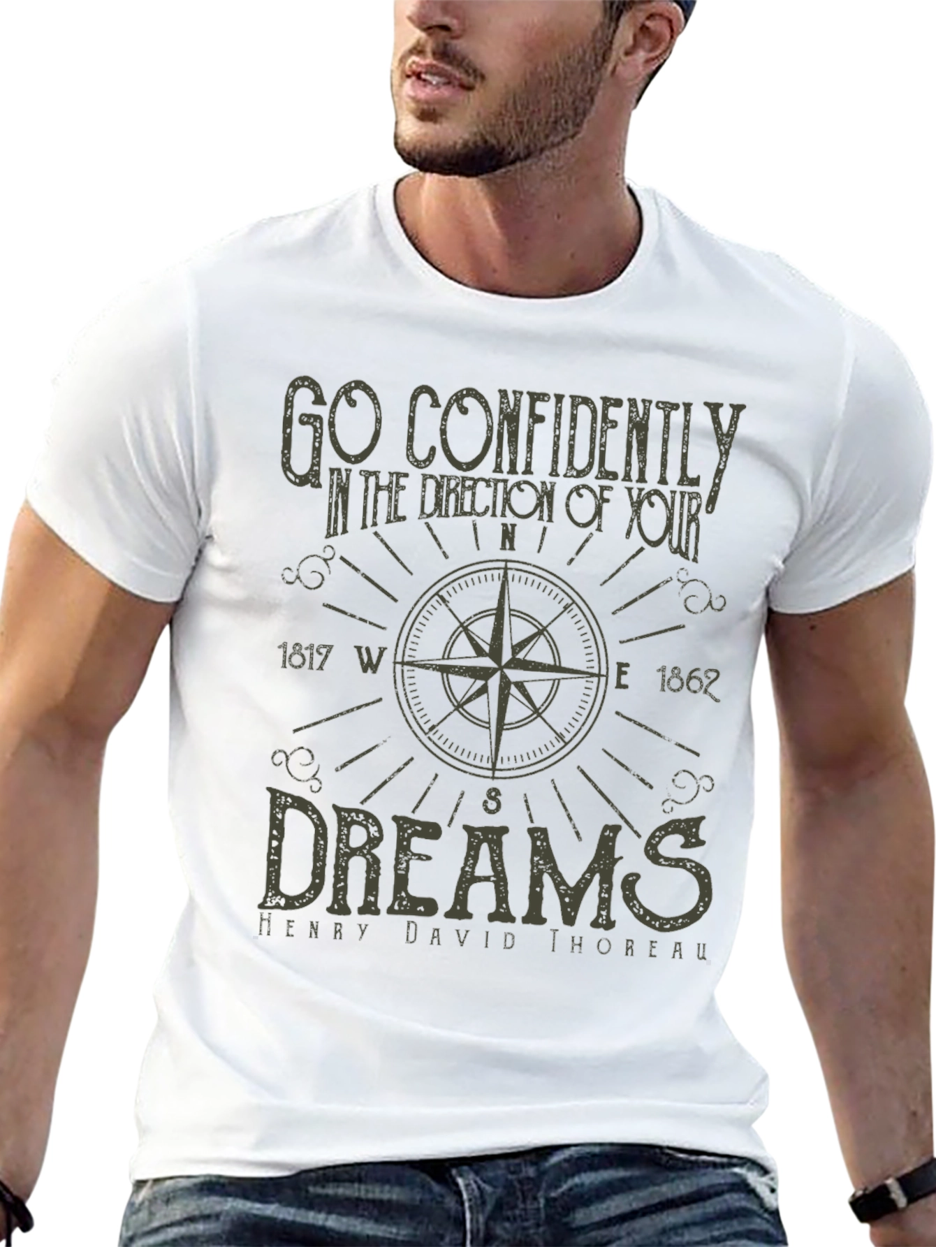 Black Inspirational Compass T-Shirt - Go Confidently view 13