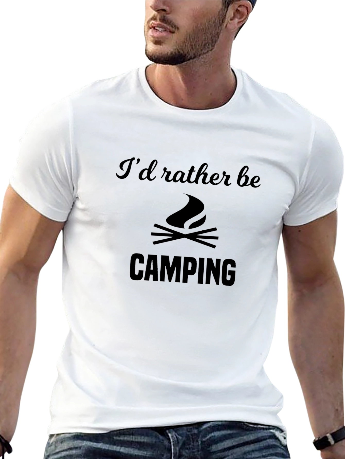 Black Camping Graphic Tee - I'd Rather Be Camping Black T-Shirt view 13