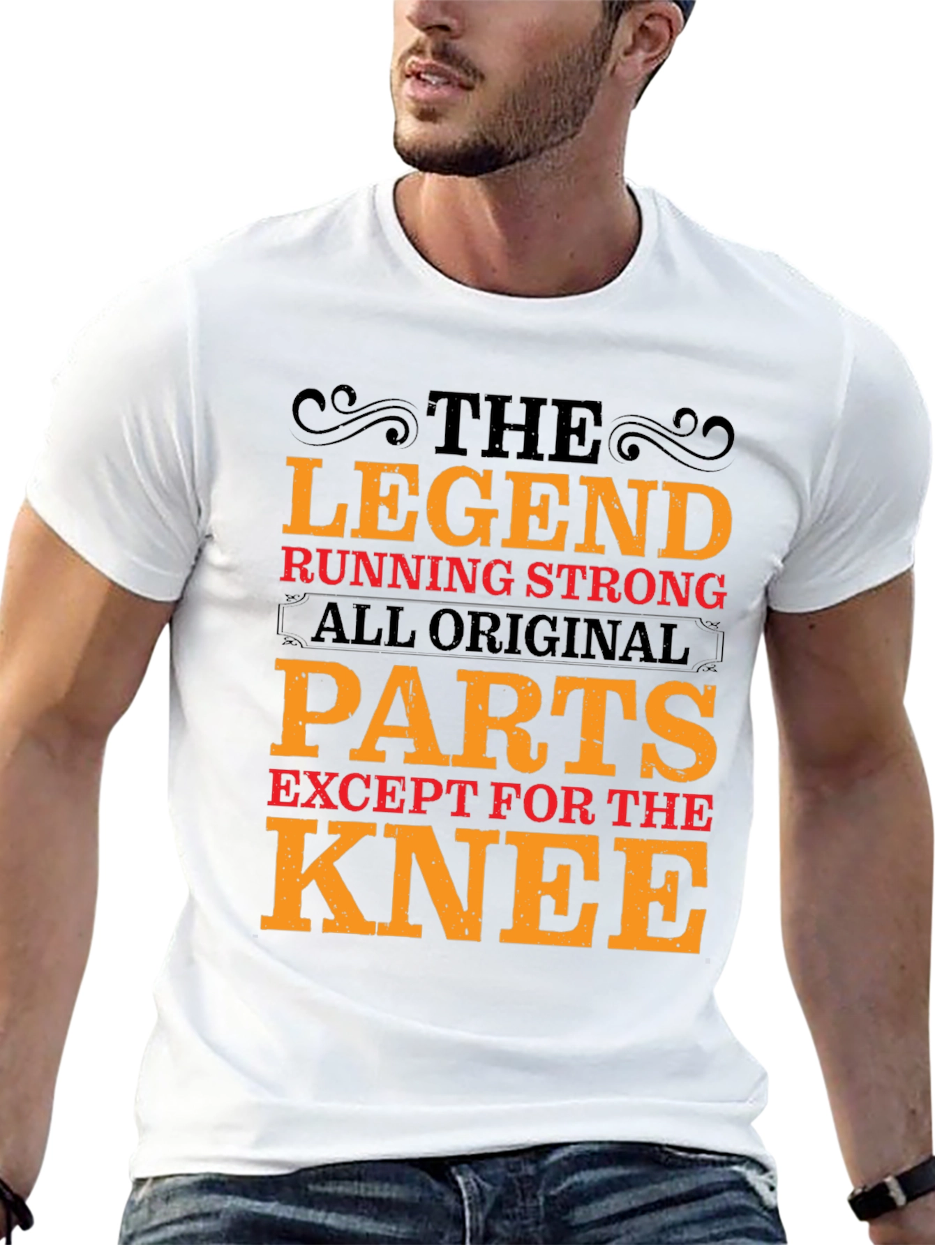 Black The Legend Running Strong T-Shirt - All Original Parts Except Knee view 13