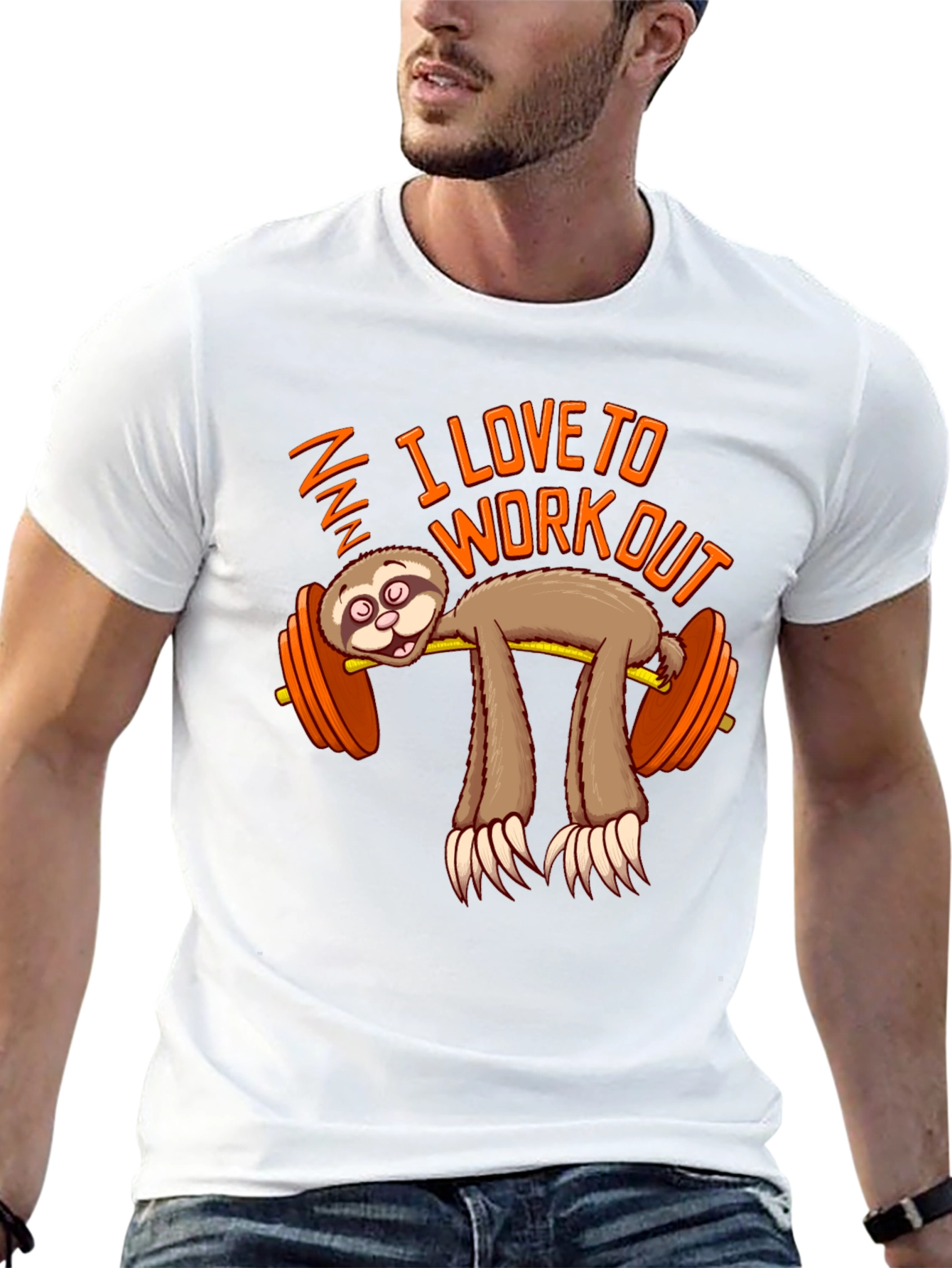 Black Funny Sloth Workout T-Shirt - I Love To Workout Gym Tee view 13