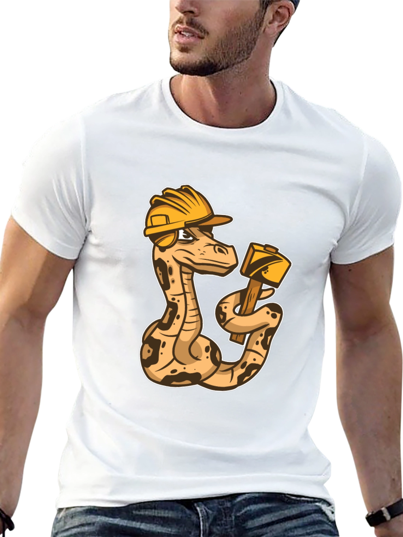 Black Construction Snake Graphic T-Shirt view 13