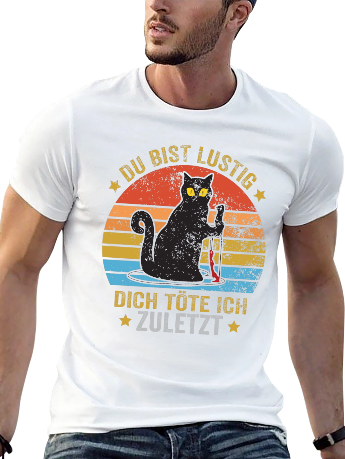 Black Funny Black Cat T-Shirt - You are Funny, I Kill You Last view 13