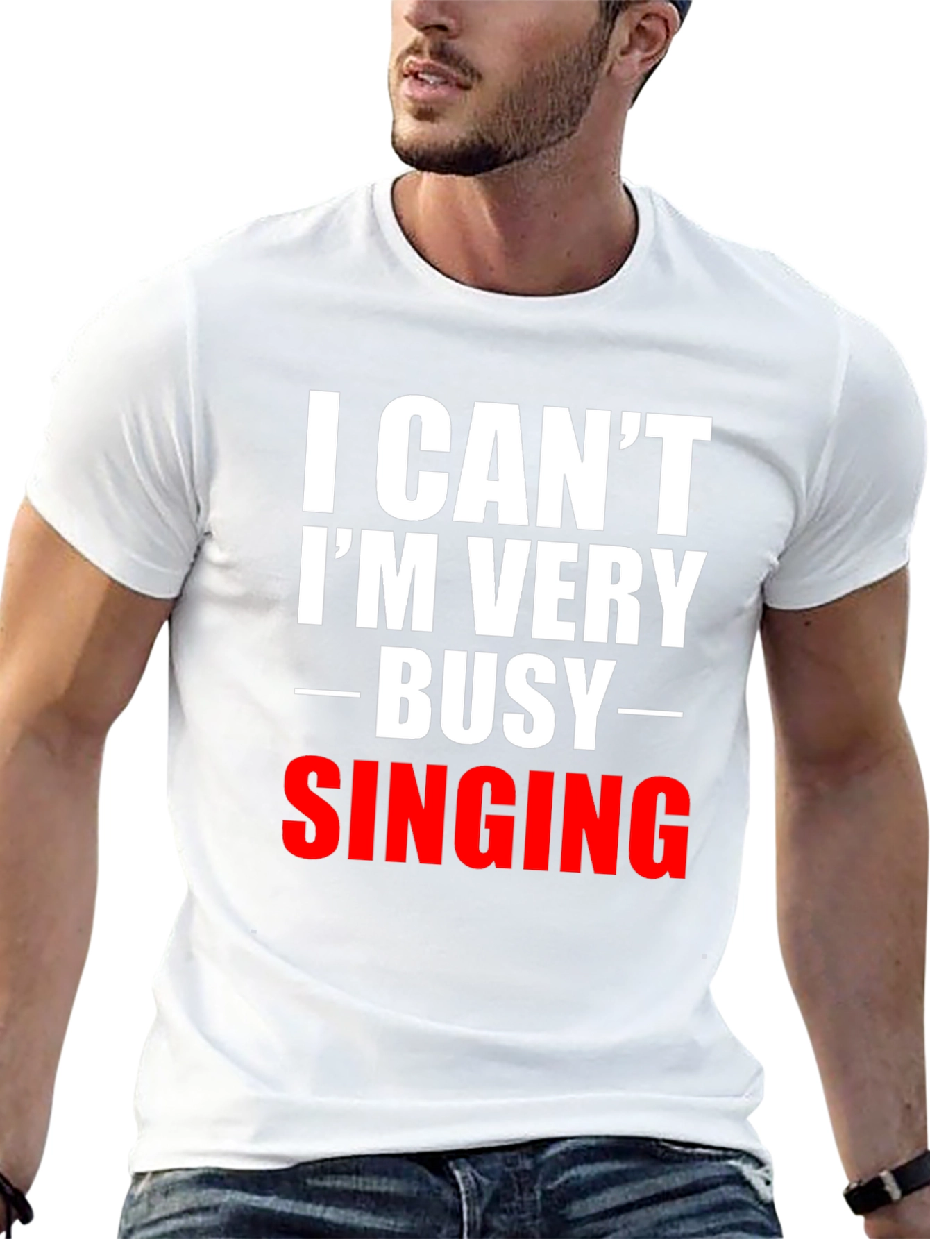 Black Funny Singing T-Shirt - I Can't I'm Very Busy view 13
