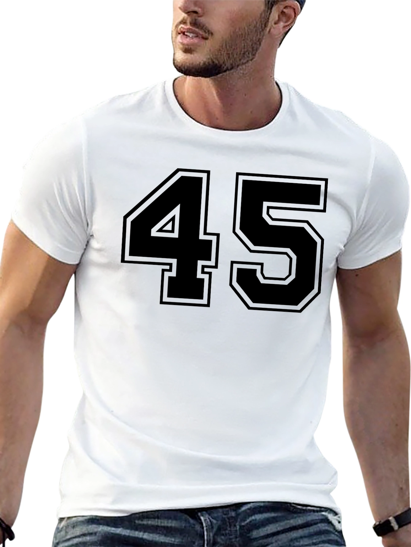 Black Bold "45" Graphic Tee - Classic Black T-Shirt view 13