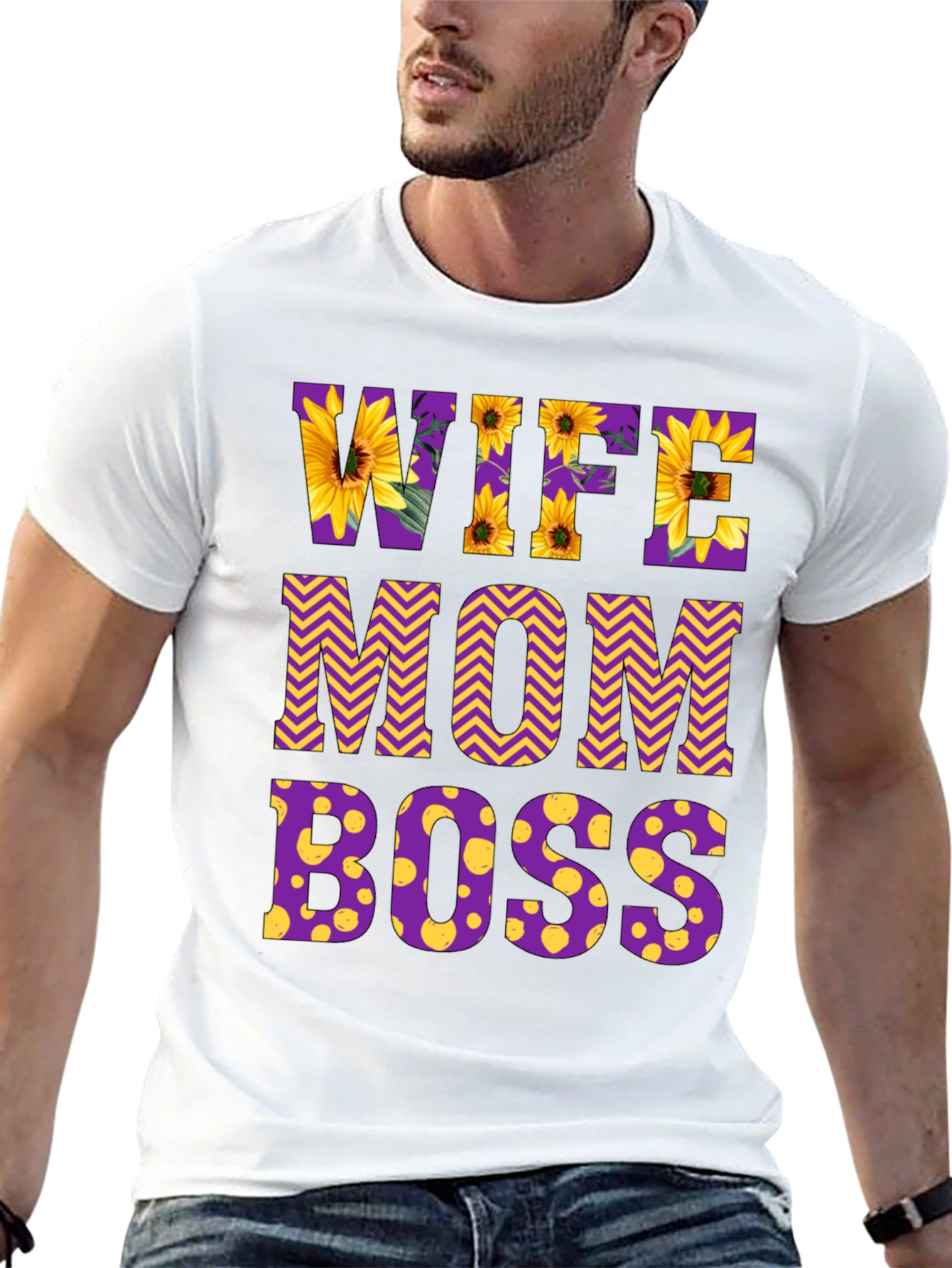 Black Wife Mom Boss Floral Graphic T-Shirt view 13