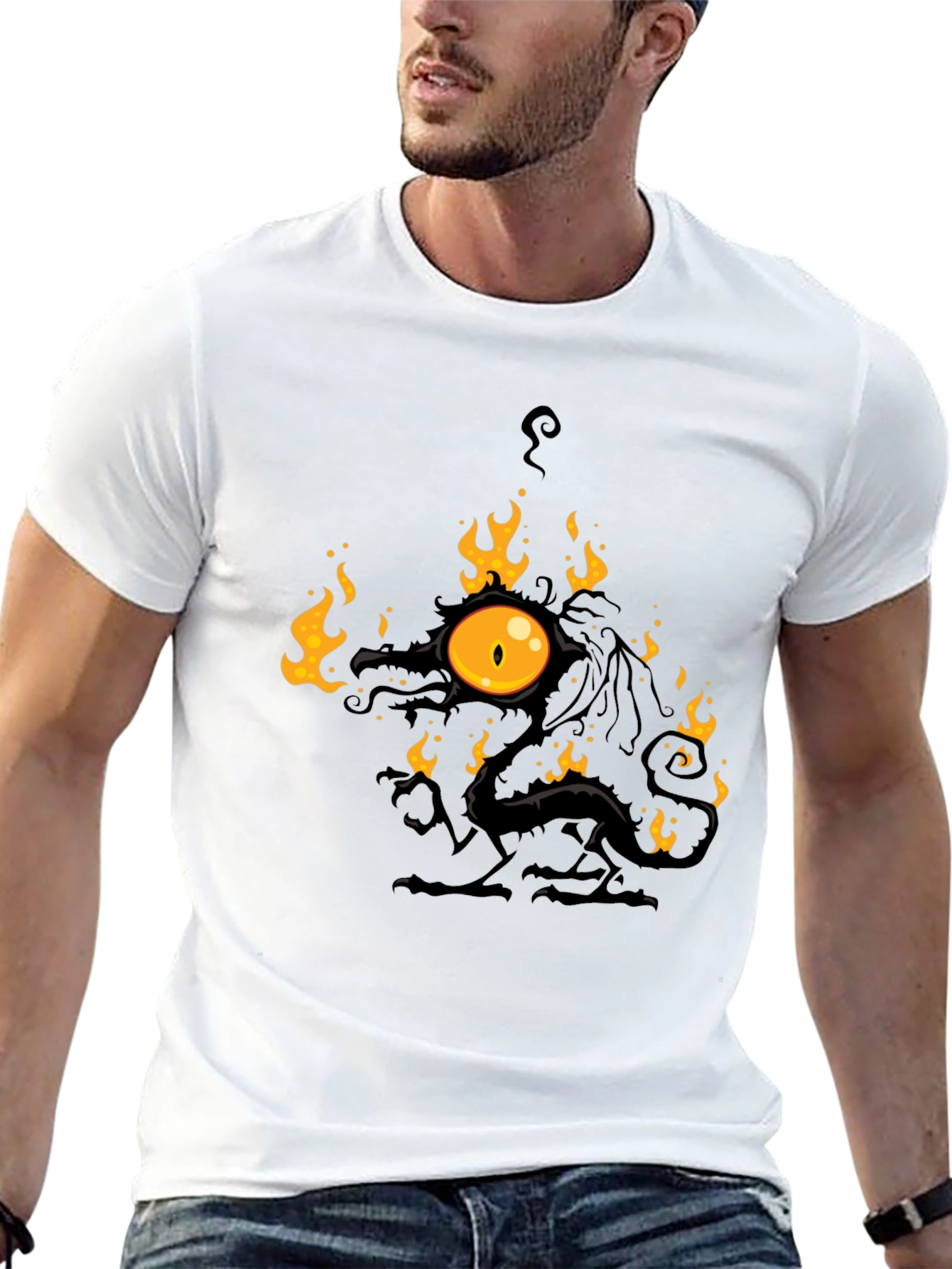 Black Fiery Eye Dragon Black T-Shirt view 13