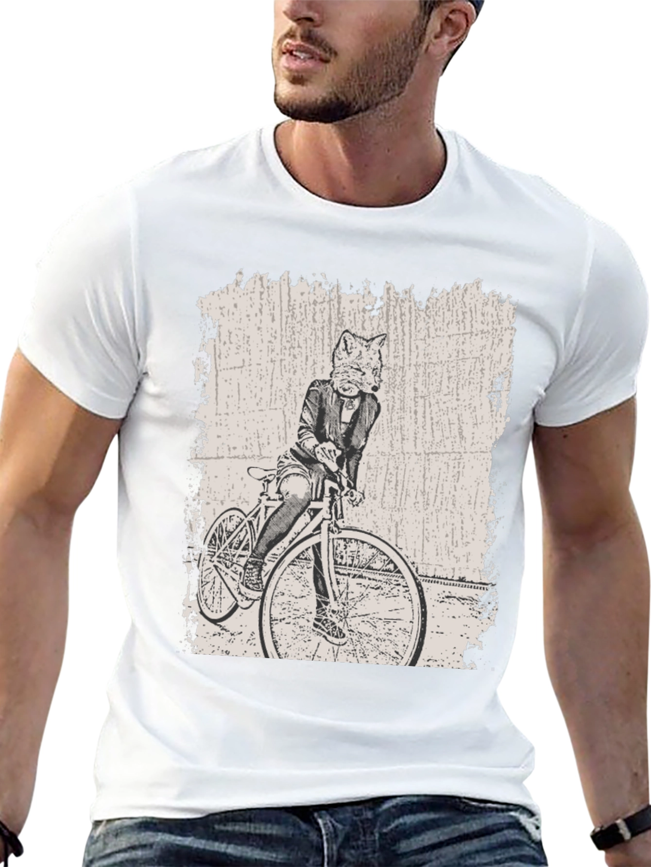 Black Fox on Bike Graphic Tee view 13