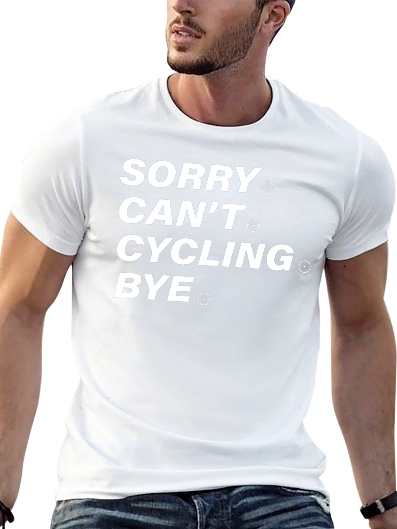 Black Funny Cycling T-Shirt - Sorry Can't Cycling Bye view 13