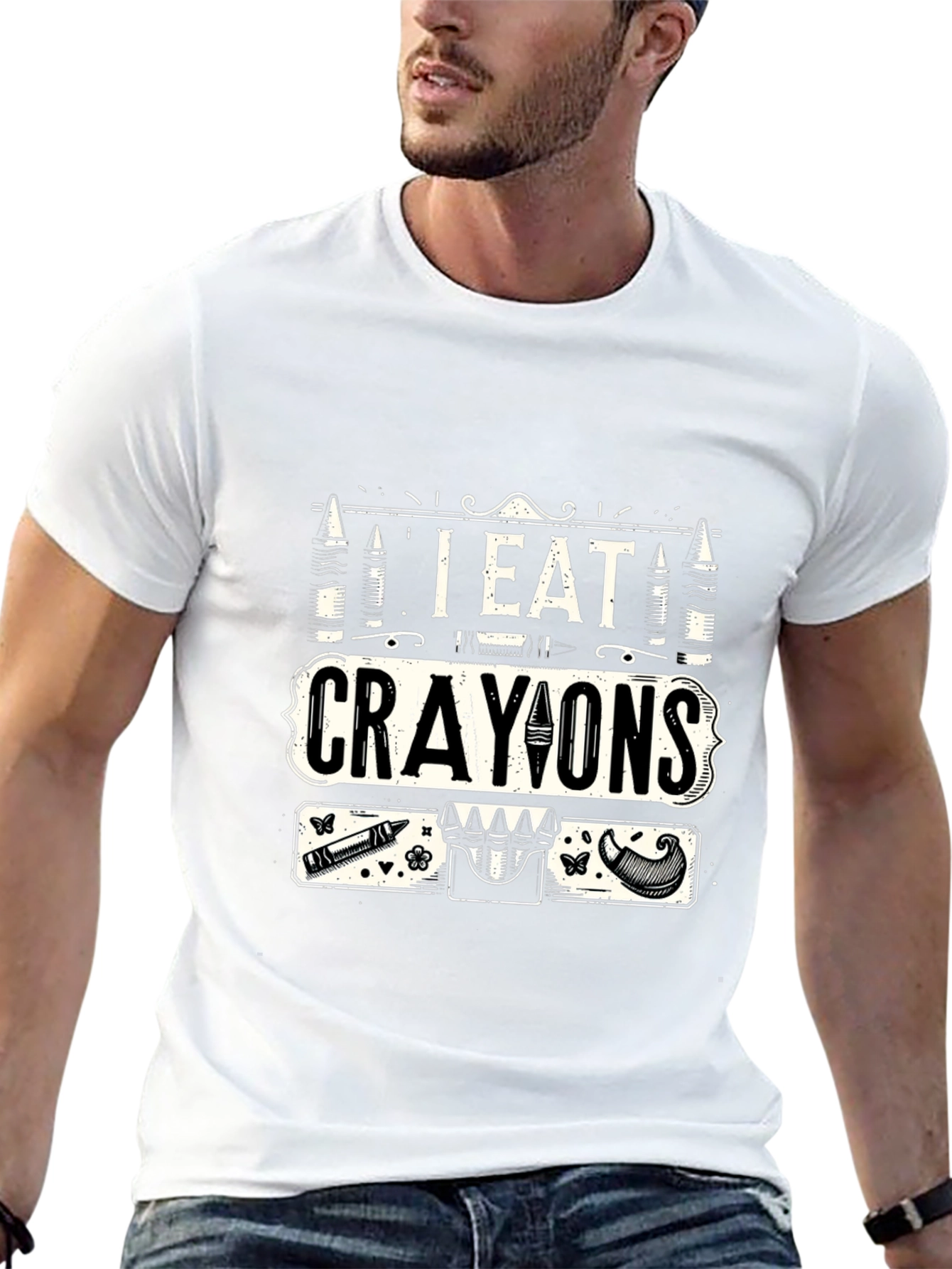 Black I Eat Crayons Graphic T-Shirt - Funny Novelty Tee view 13