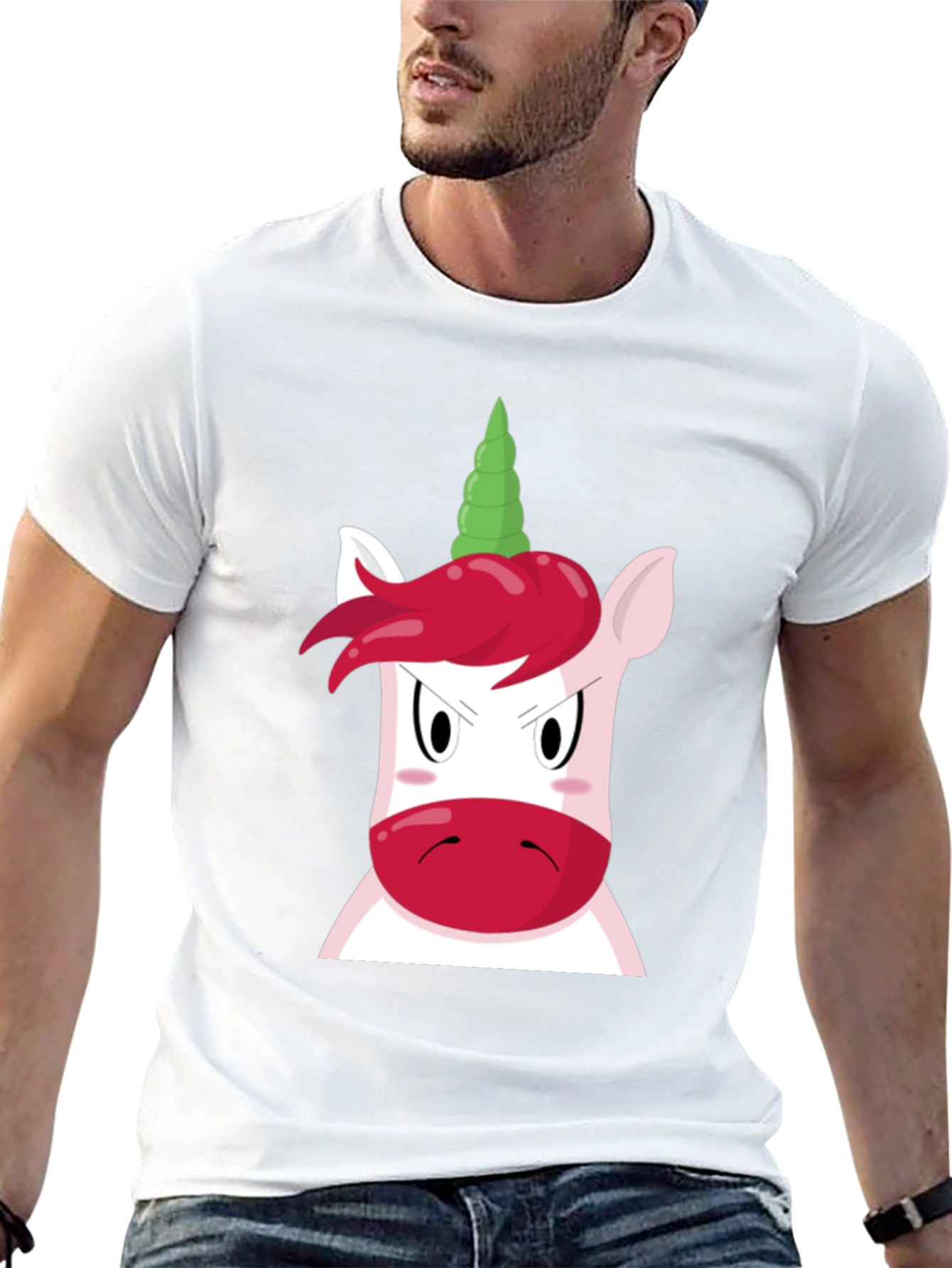 Black Angry Unicorn Graphic Tee - Black Unisex T-Shirt view 13