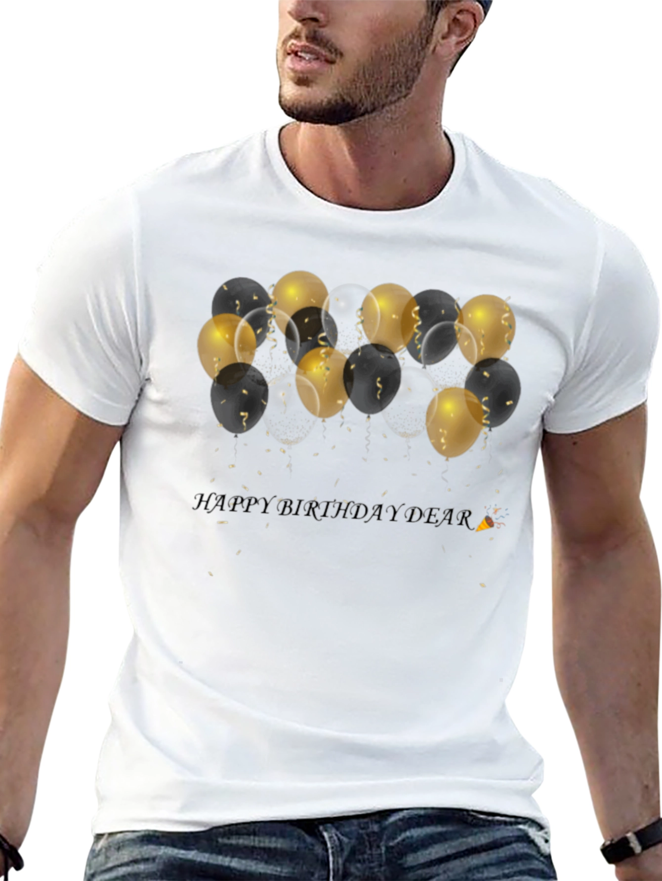 Black Birthday Balloons Black T-Shirt view 13
