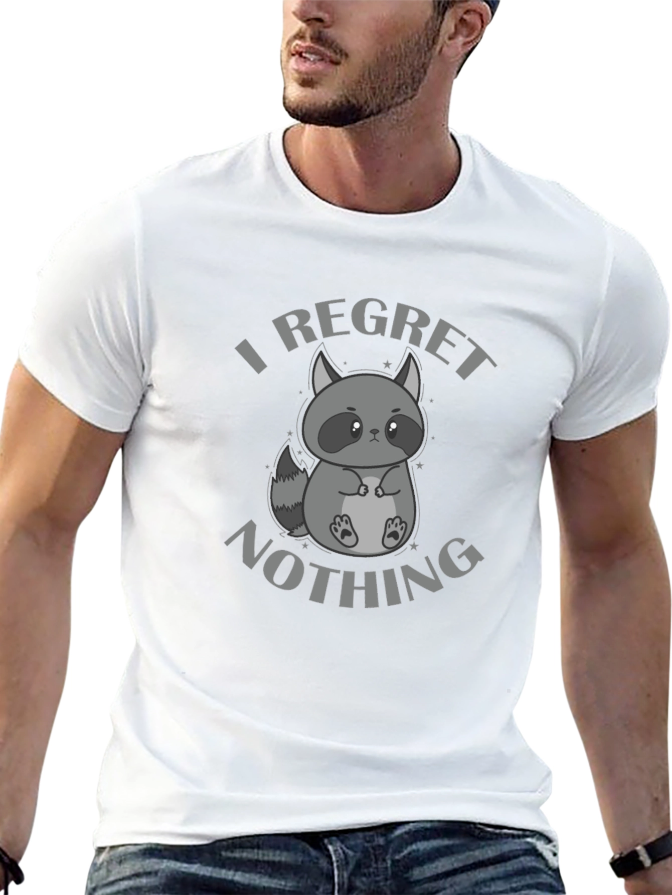 Black I Regret Nothing Raccoon Graphic T-Shirt view 13