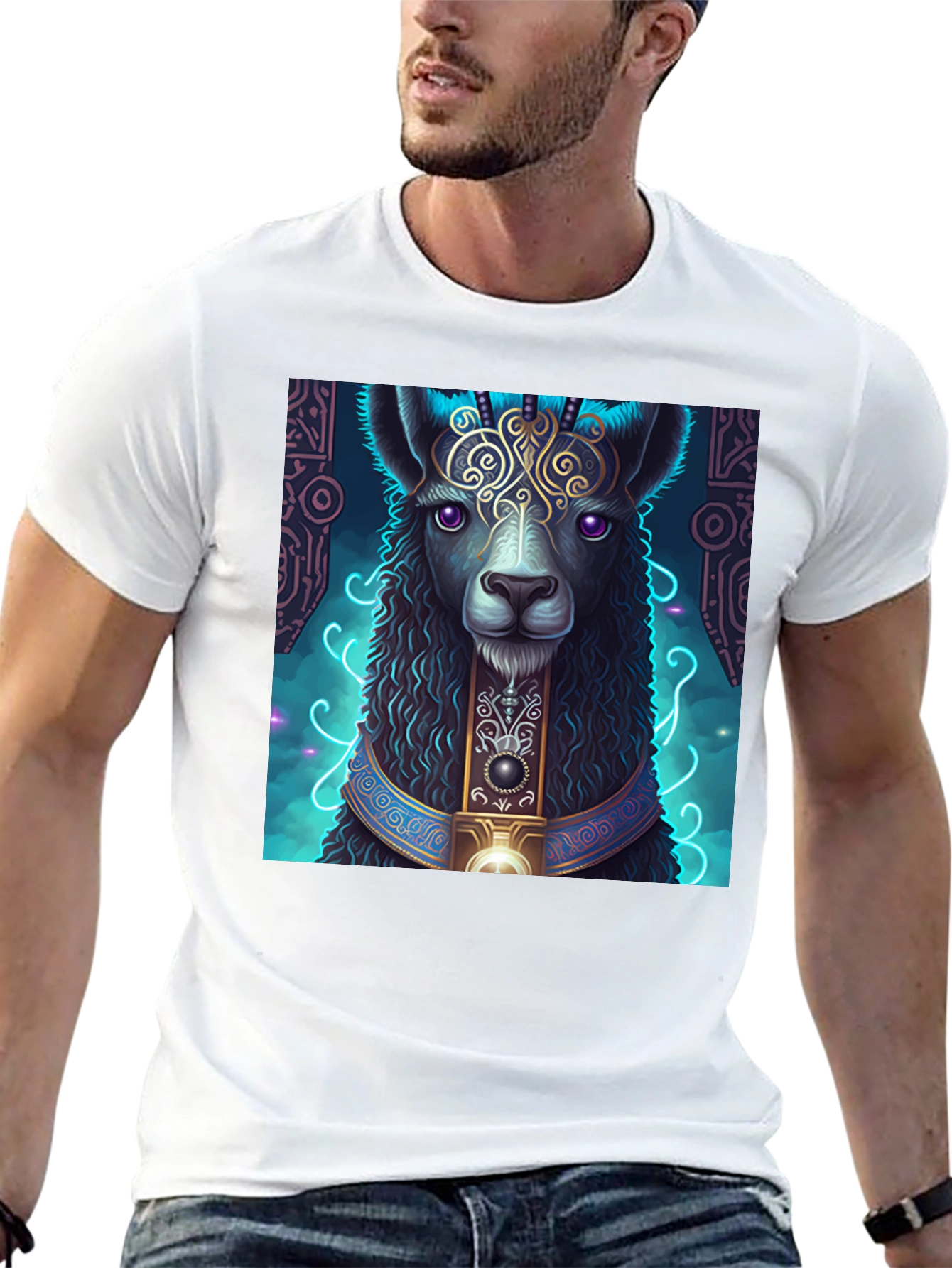 Black Mystical Llama Graphic Tee view 13