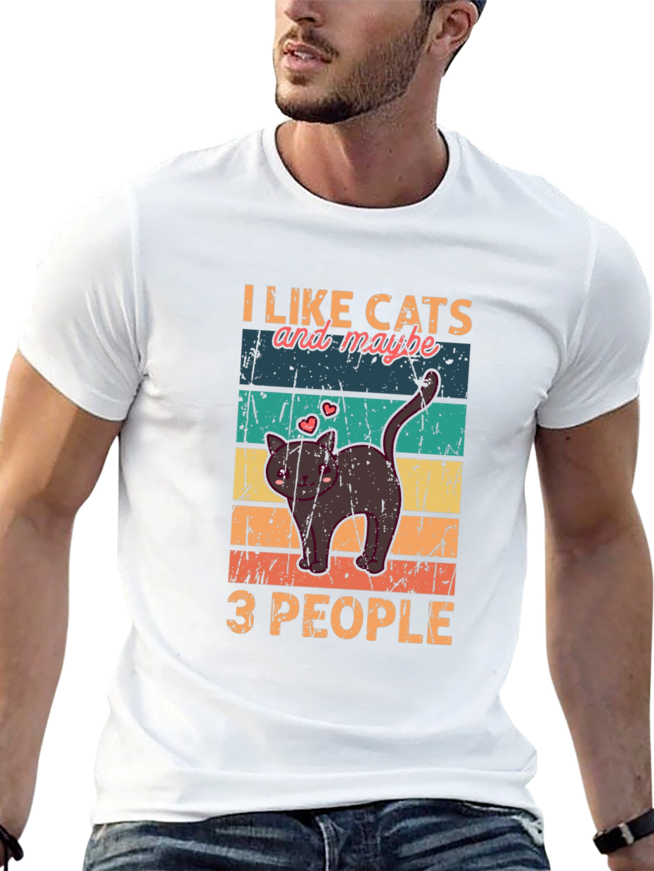 Black I Like Cats and Maybe 3 People T-Shirt view 13