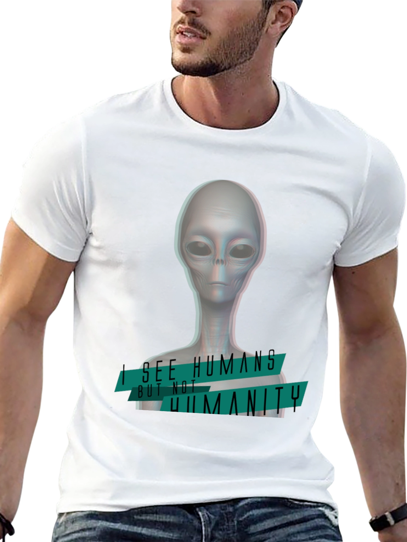 Black Alien 'I See Humans' Graphic T-Shirt view 13