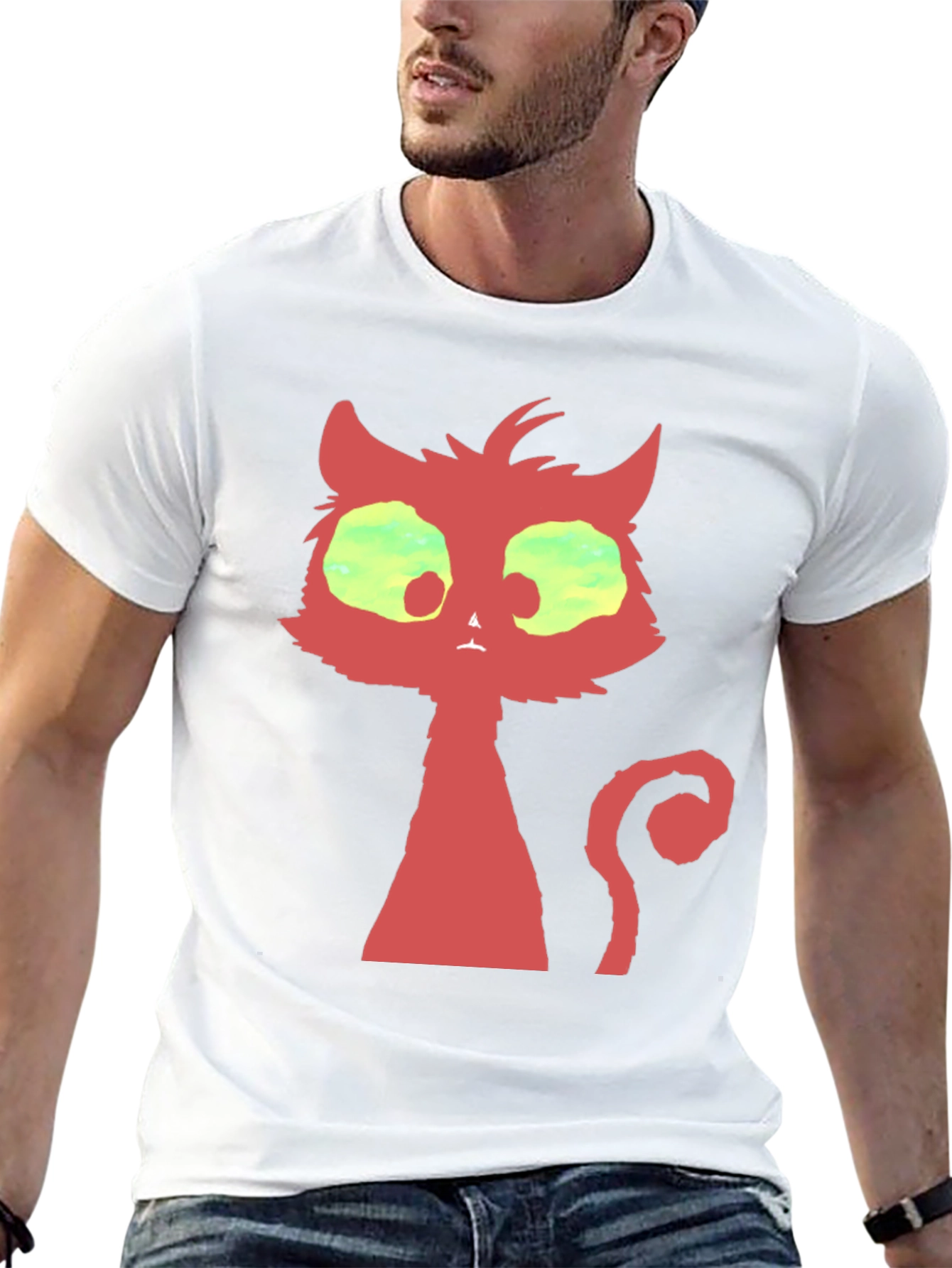 Black Red Cat Graphic T-Shirt - Unique Design view 13